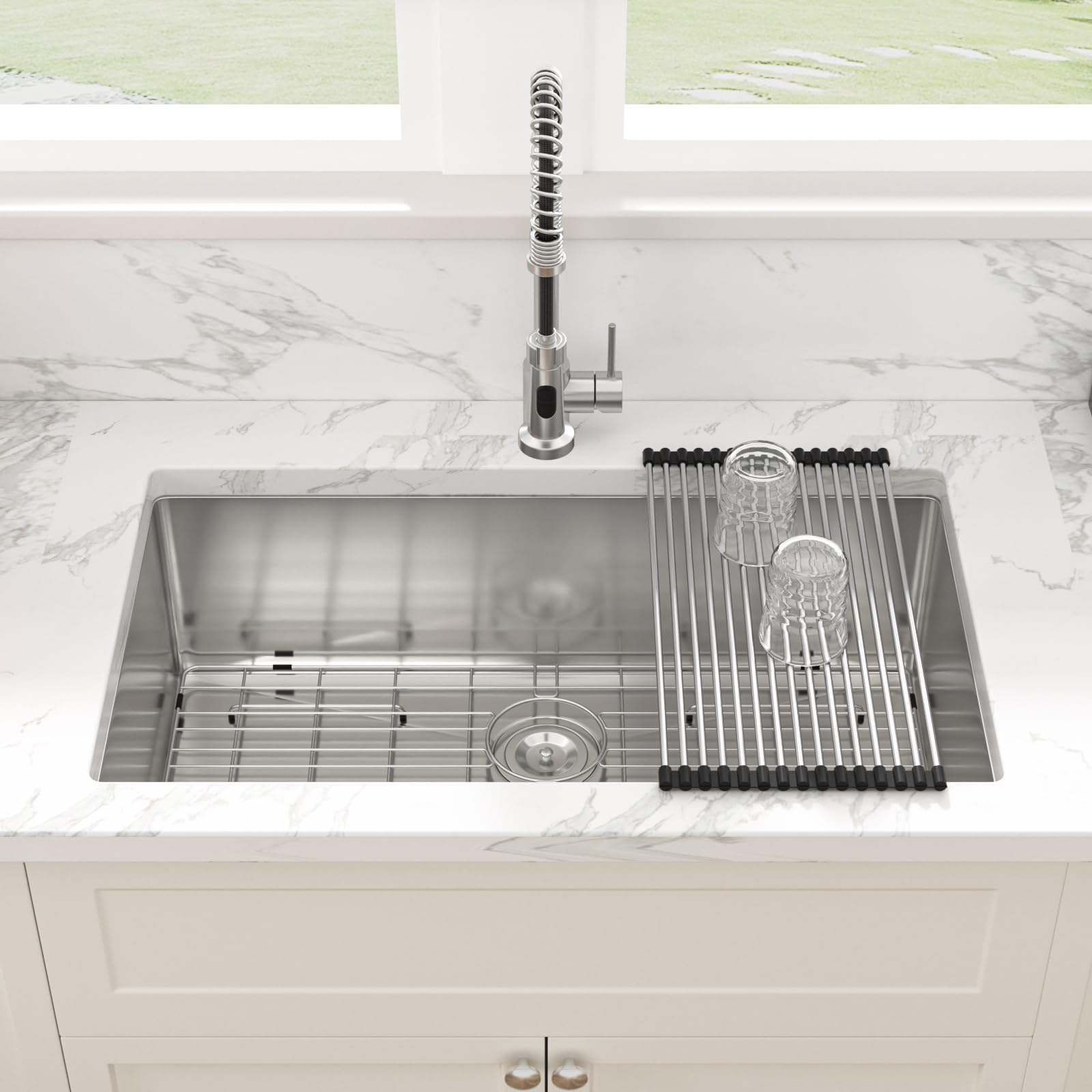 Sarlai 30 Kitchen Sink Stainless Steel - 30'' X 18'' Undermount Kitchen Sink Single Bowl 16 Gauge Stainless Steel Under Counter