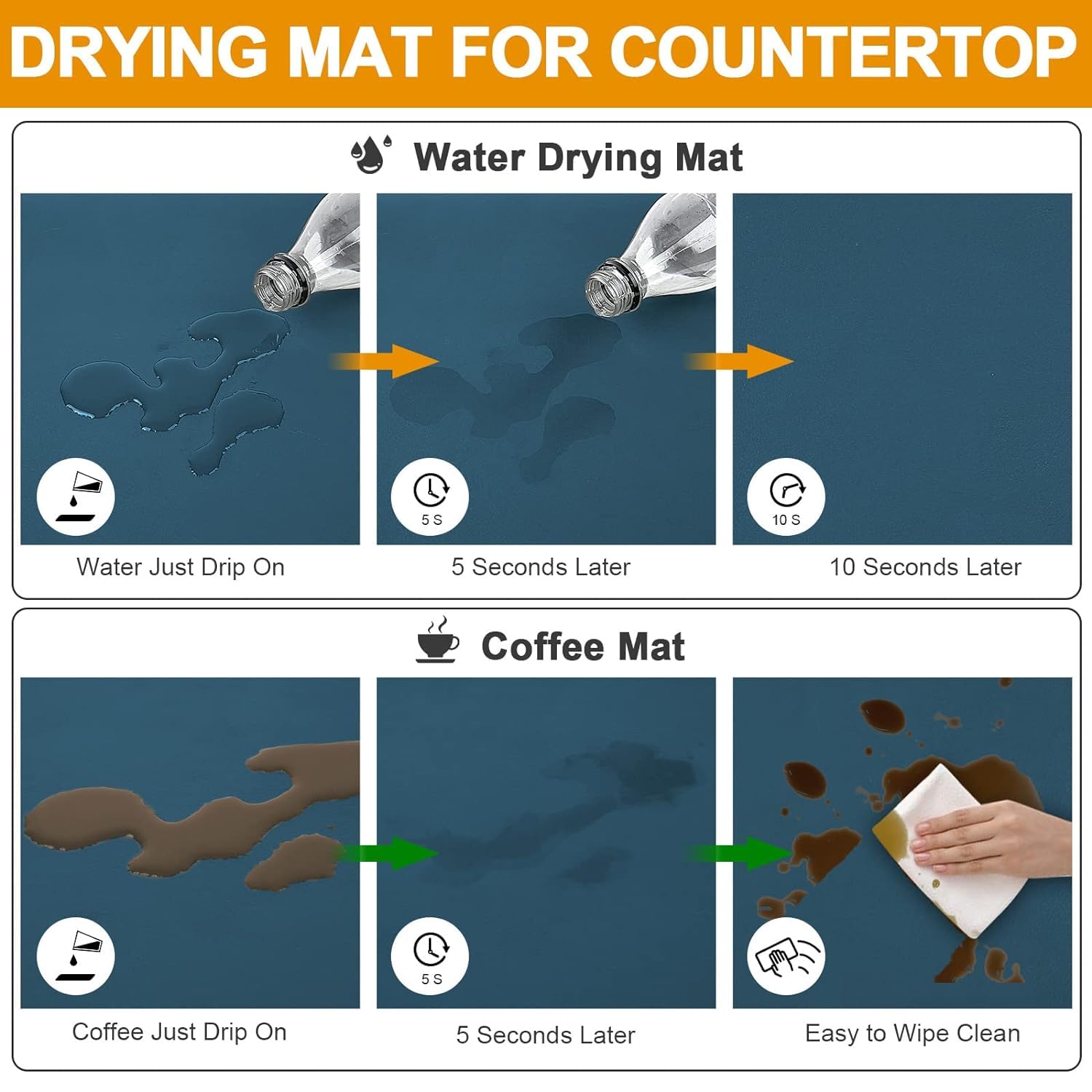 Waafy Dish Drying Mats For Kitchen Counter Coffee Mat Under Sink Mats For Kitchen Waterproof Dish Mat Drying Kitchen Mat Bar Mat