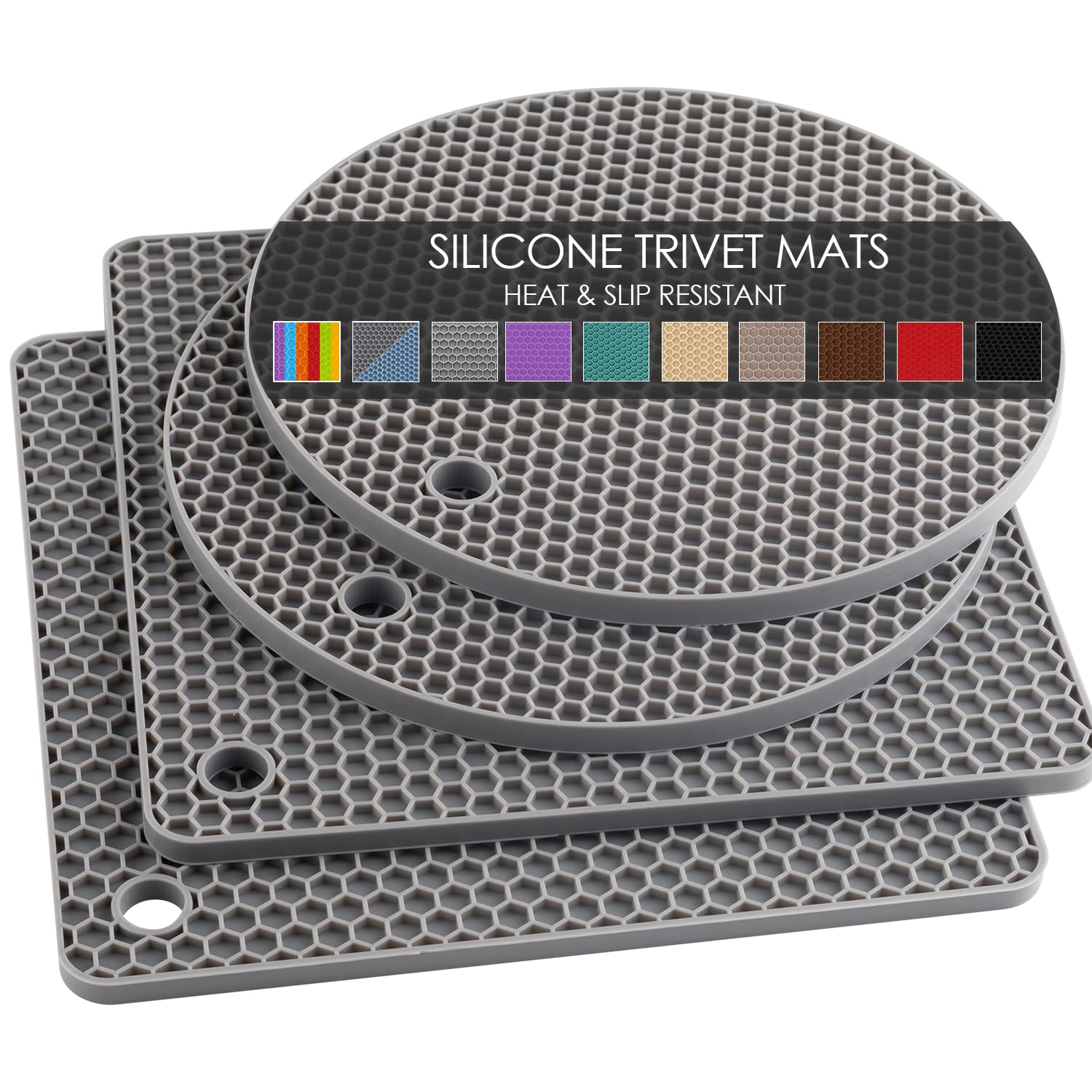 Silicone Trivet Mats, Silicone Pot Holders For Hot Pots And Pans, Heat Resistant Counter Mats For Tables, Countertops, Spoon Res