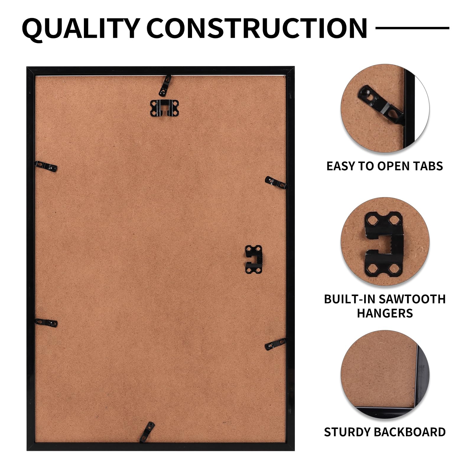 Rempry 13x19 Picture Frame, Display Pictures 11x17 with Mat or 13x19 Without Mat, Wall Hanging or Tabletop Photo Frame, Black Po