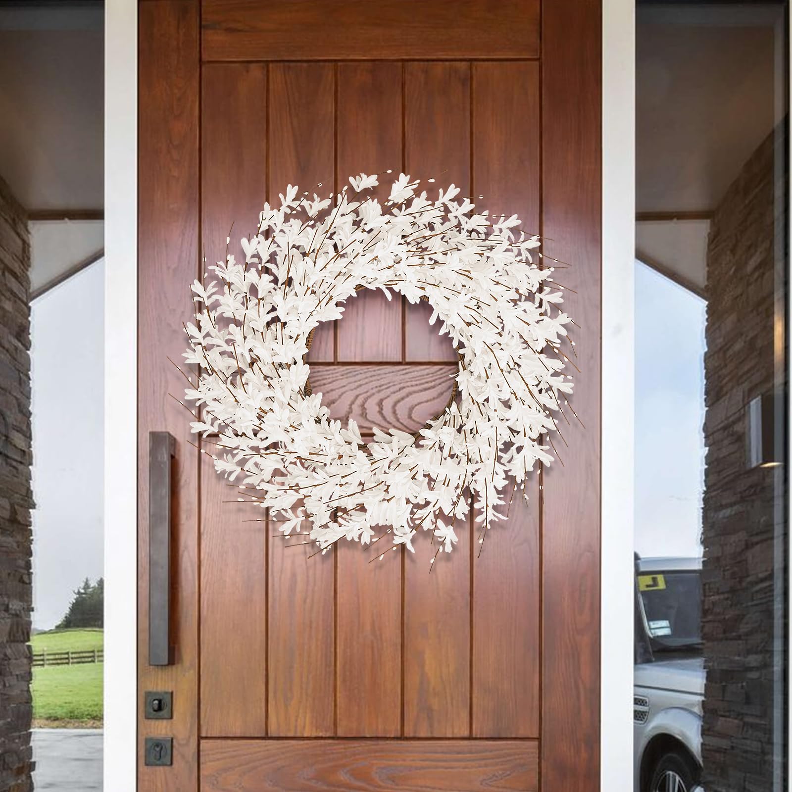 GTIDEA 24 Inch Summer Fall Wreaths for Front Door Outside Autumn Wreath Outdoor Indoors Fall Decorations for Home Farmhouse Wall