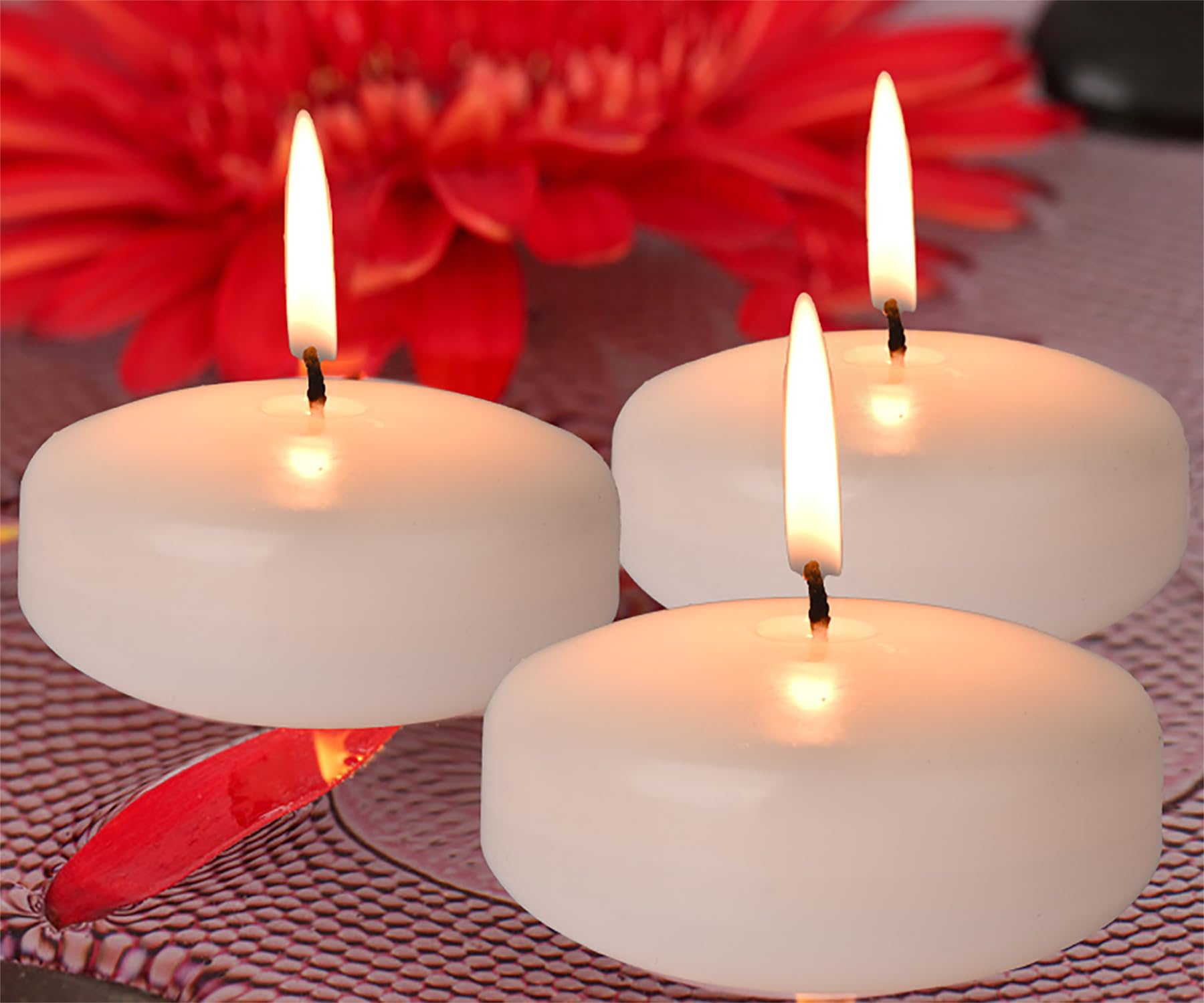 3inch White Floating Candles, 36PACK 13-15Hours Unscented Dripless Wax for Cylinder Vases, Centerpieces at Wedding, Birthday,Par