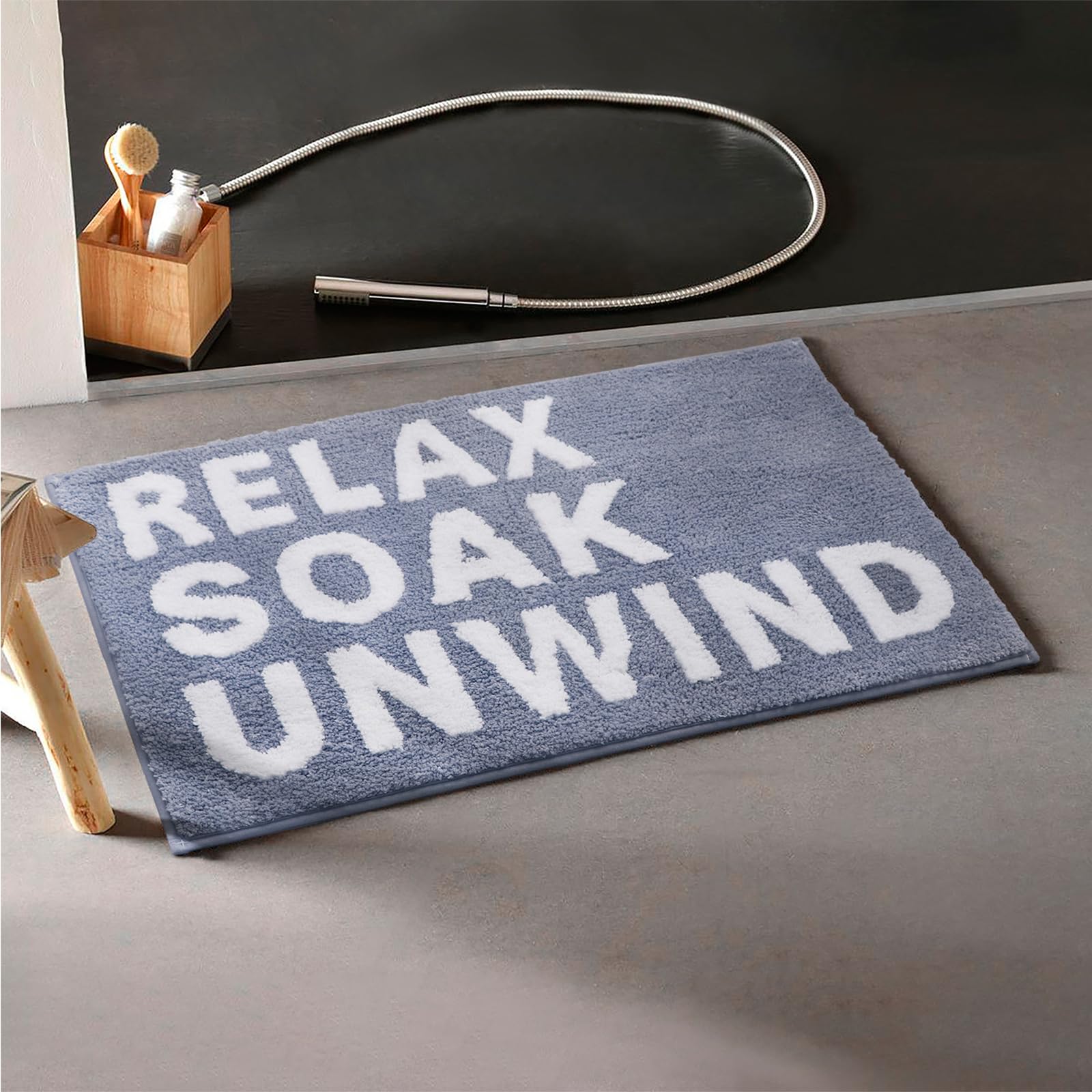 Boveu Bath Mat Bath Rugs Grey - 17'' X 24'' Cute Bathroom Rugs, Cute Bath Mat, Non Slip Washable Novelty Funny Bath Mat, Fun Bat