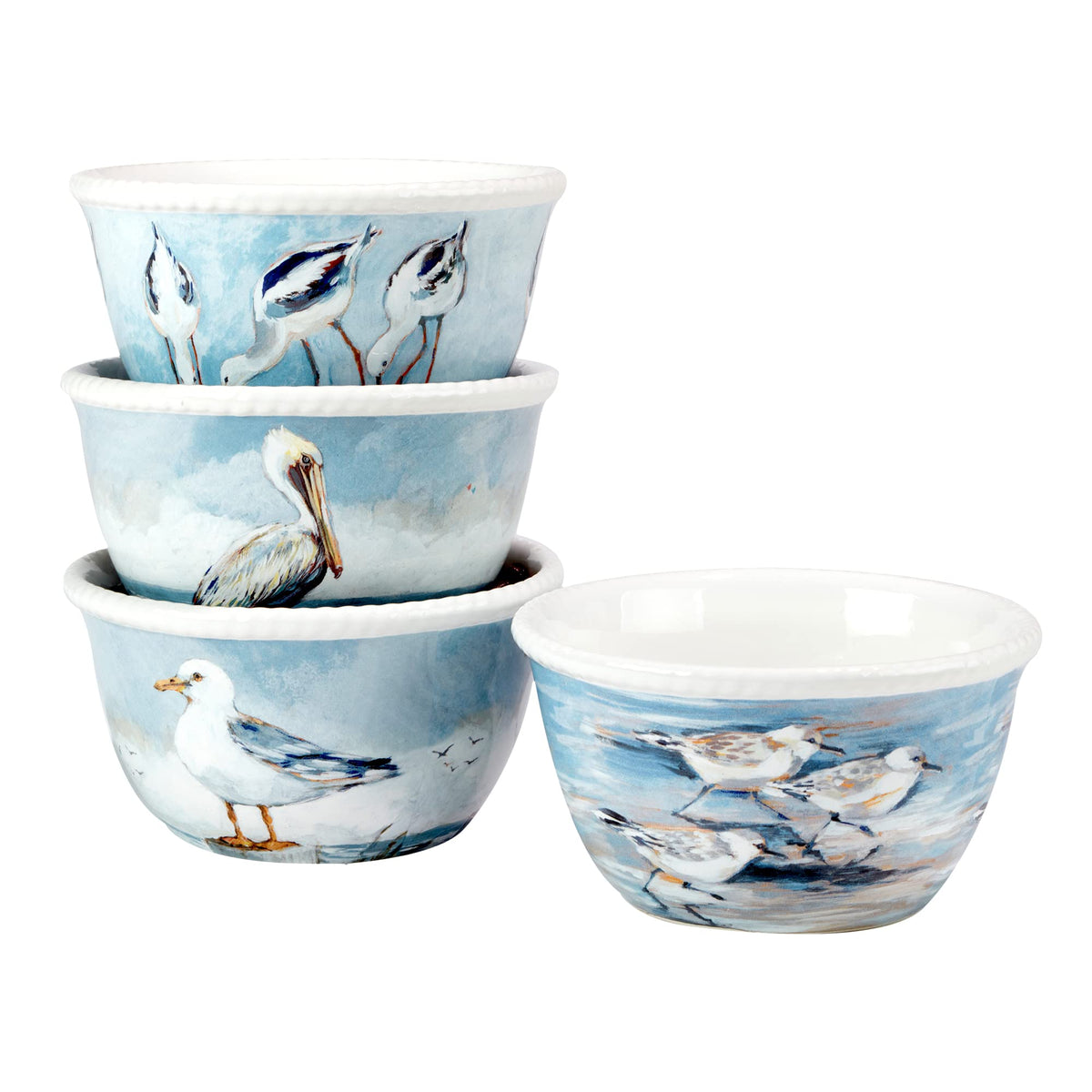 Certified International Shorebirds 26 Oz. Ice Cream/Dessert Bowls, Set Of 4