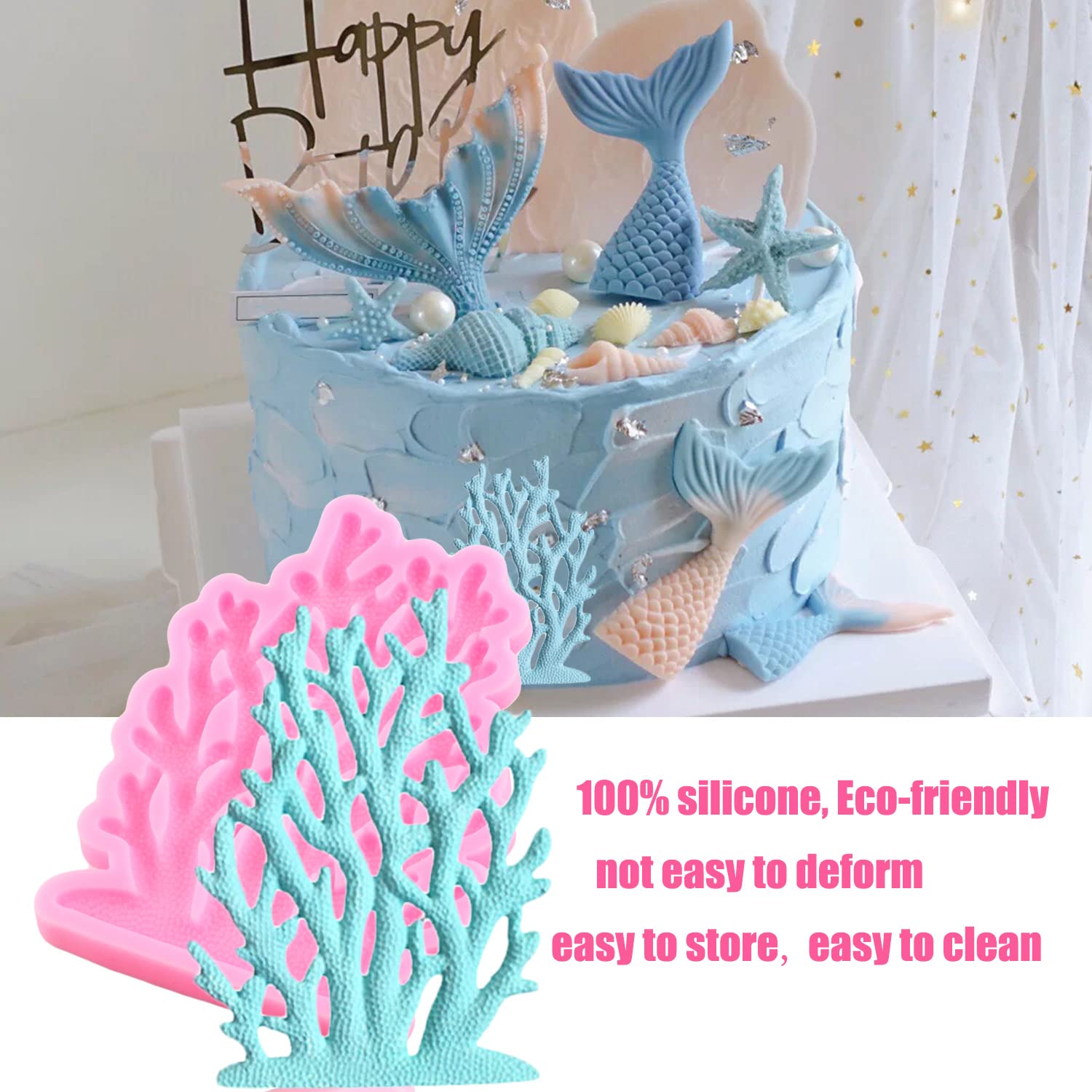 Zixiang Sea Coral Silicone Molds Seaweed Fondant Mold For Chocolate Candy Cake Decoration Cupcake Topper Polymer Clay Gum Paste