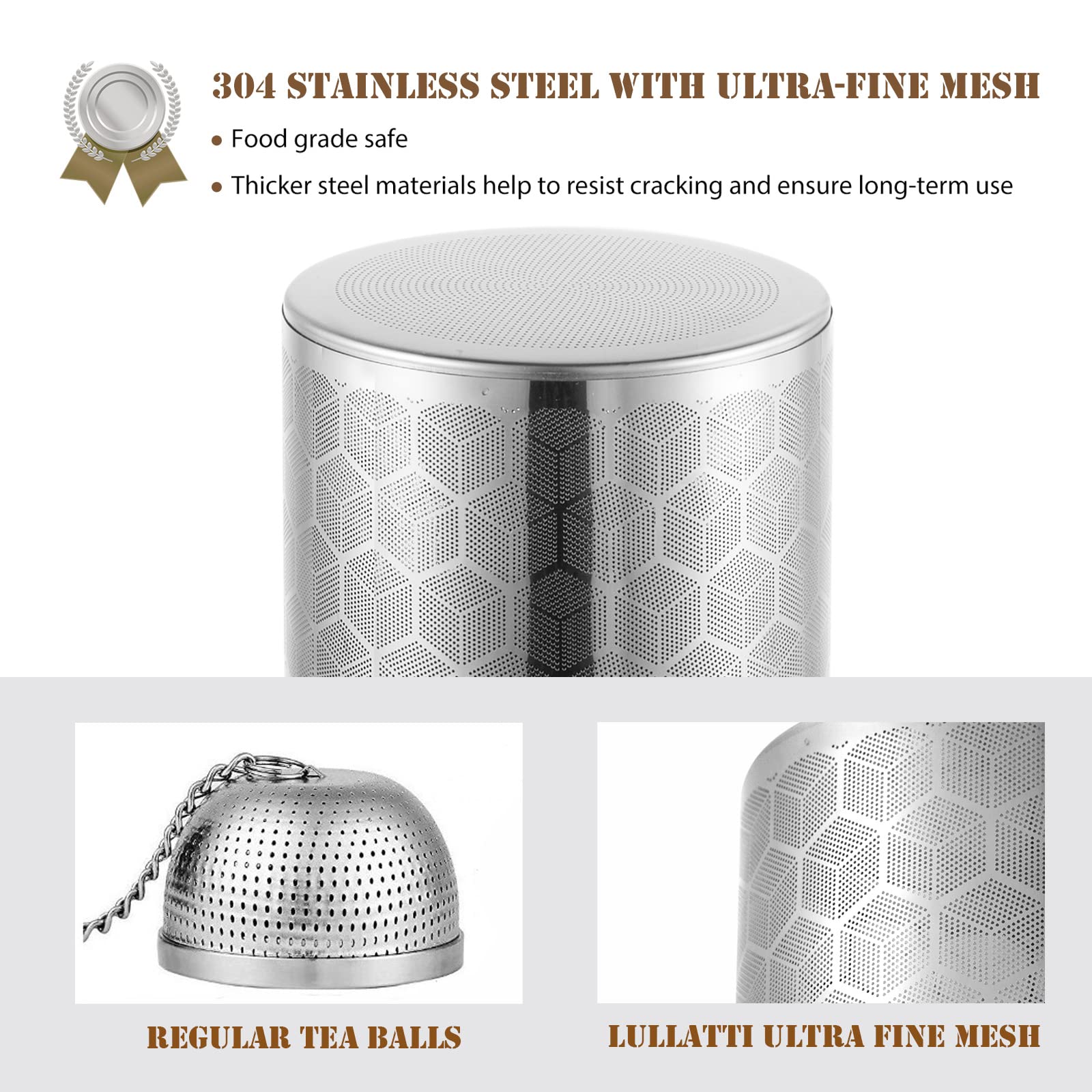 LULLATTI Extra Large Tea Ball Infuser for Pitcher(2 Pack)  18/8 Stainless Steel Tea Steeper  Extra Fine Mesh Tea Strainer Perfect for Brewing Herbs  Iced Tea  Coffee  Cooking Soup