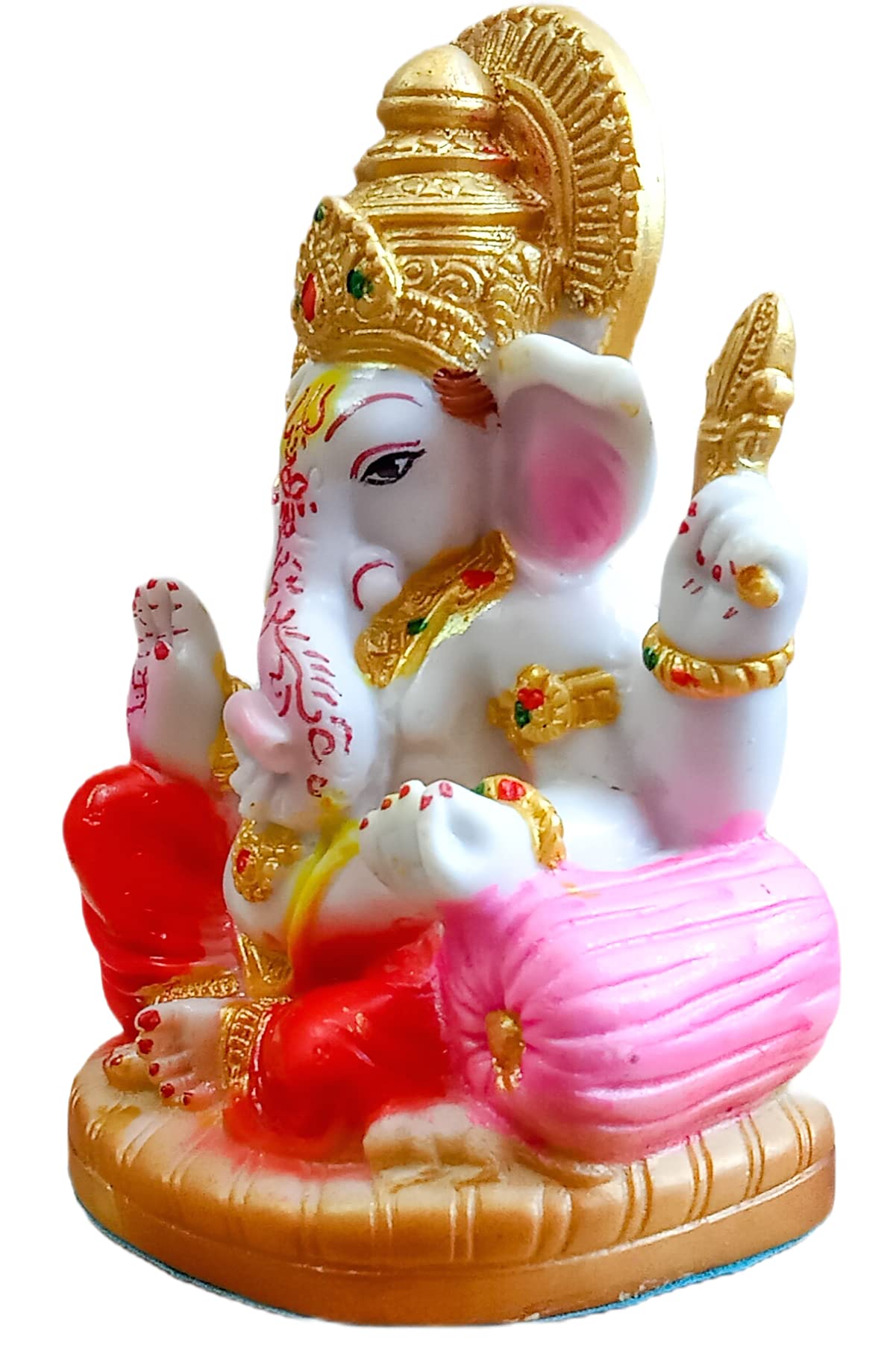Atut Ganesh Murt,Idol, Statue In Sitting Position,In Multicolur, Medium Size, Made Up Of Rubber And Pvc, Unbreakable- 17 Cm