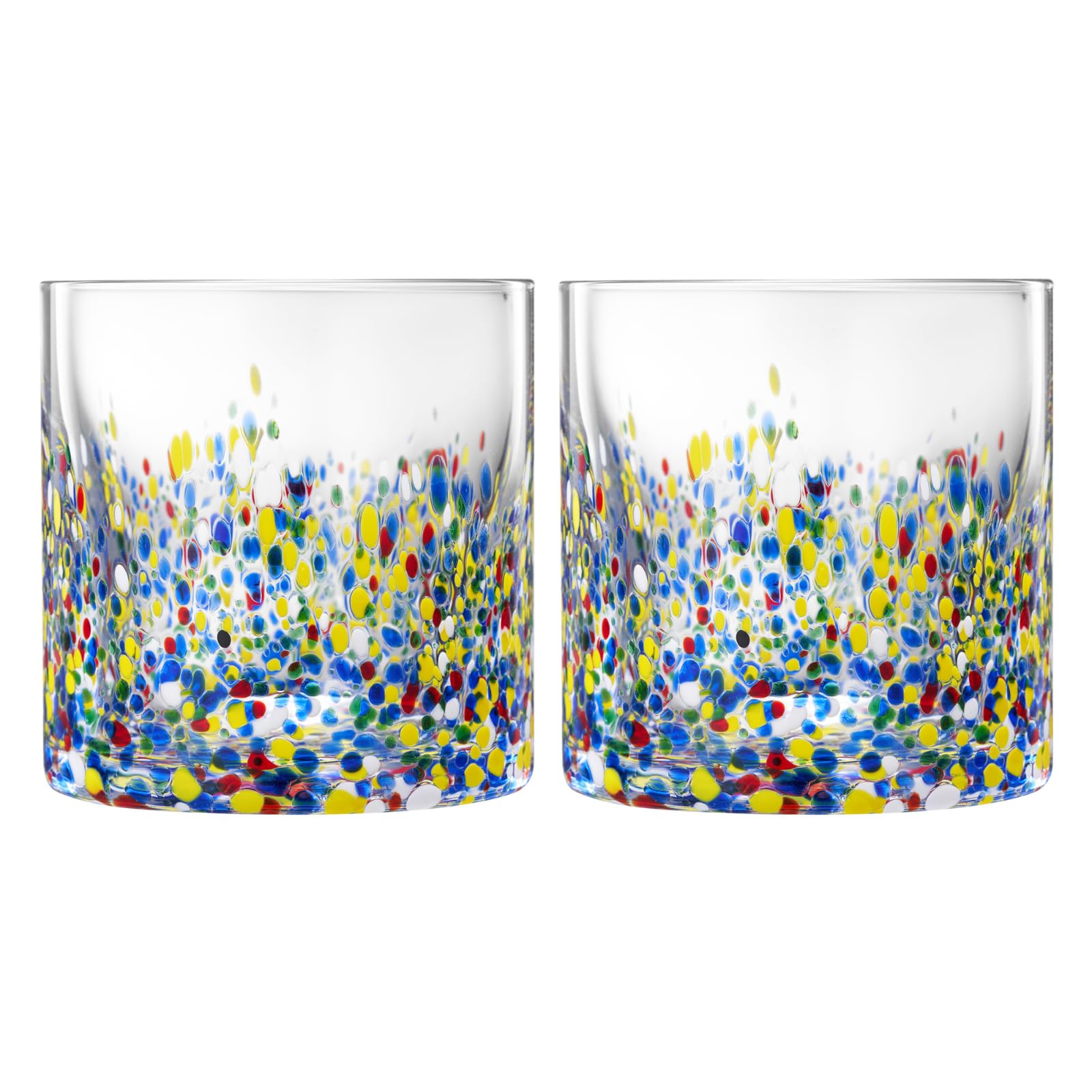 The Wine Savant Mexican Style Glass Hand Blown Colorful Artisan - Confetti Rock