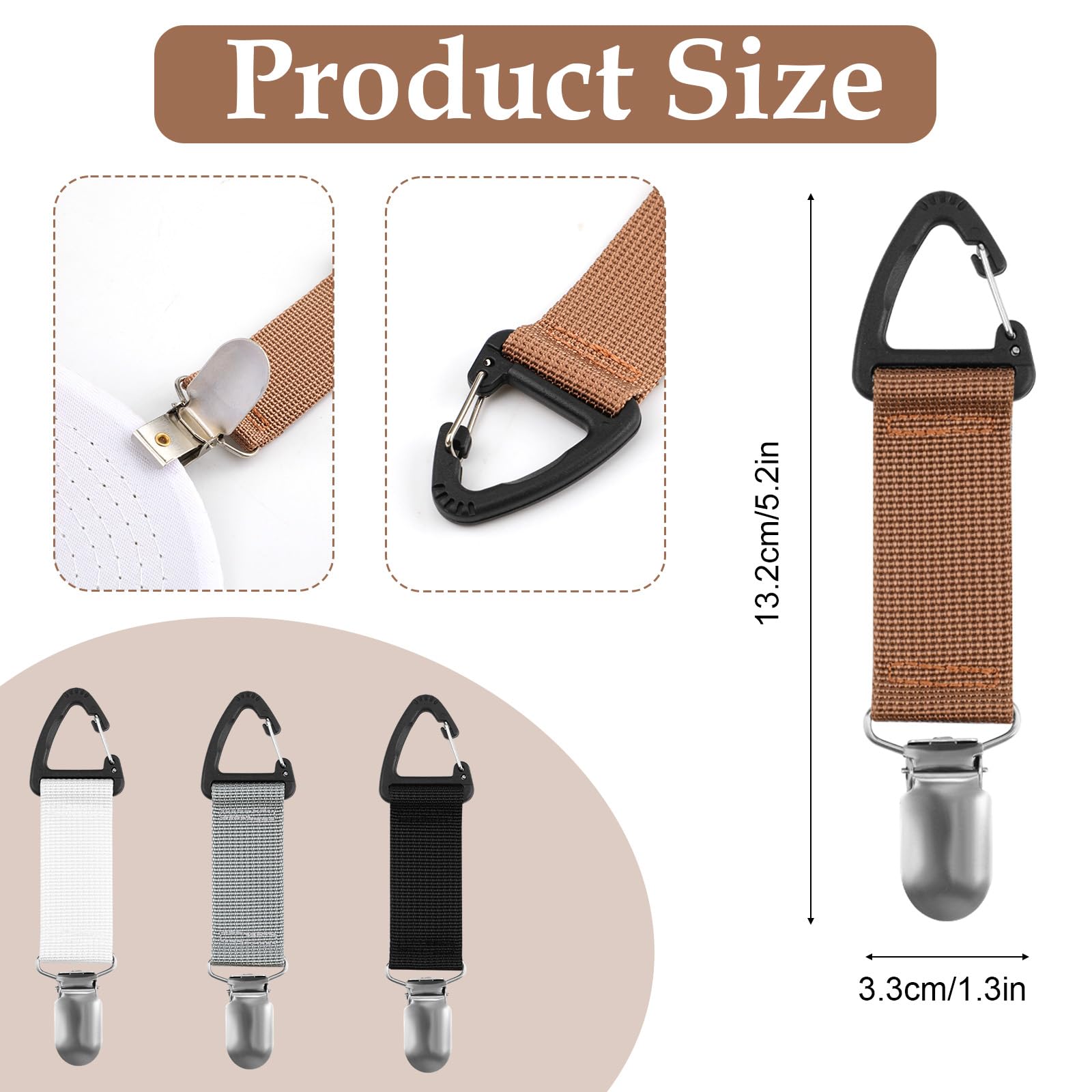 Peutier 4Pcs Travel Hat Clips, Wallet Elastic Hat Holder Rack Travel Hands-Free Bag Accessories Fixed Baseball Cap Carrier Fixed