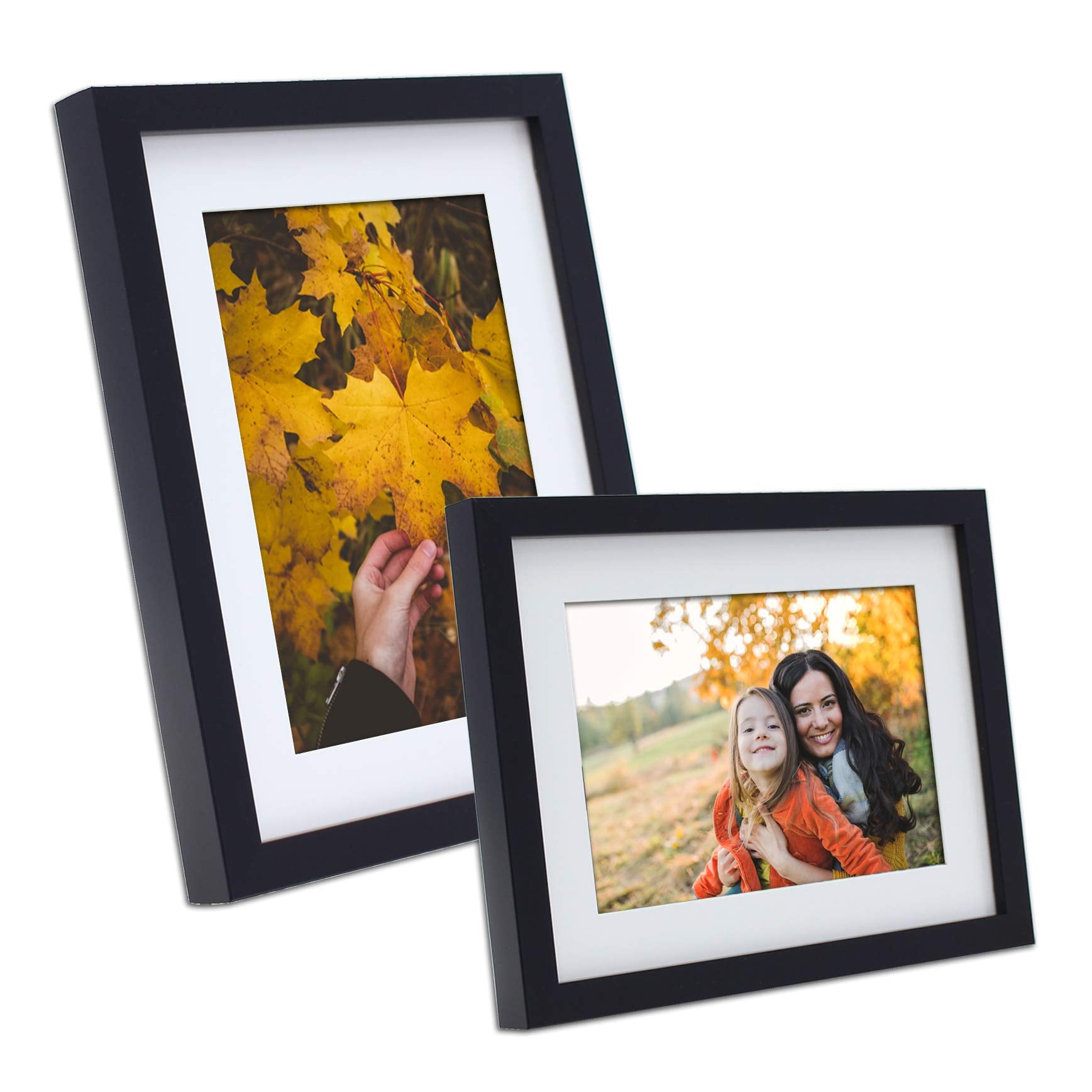 Mimosa Moments Gallery Picture Frame Wall Set With Art Prints And Paper Matt, Good For Two 5X7 Photos (Black, Set Of 2-5X7'')