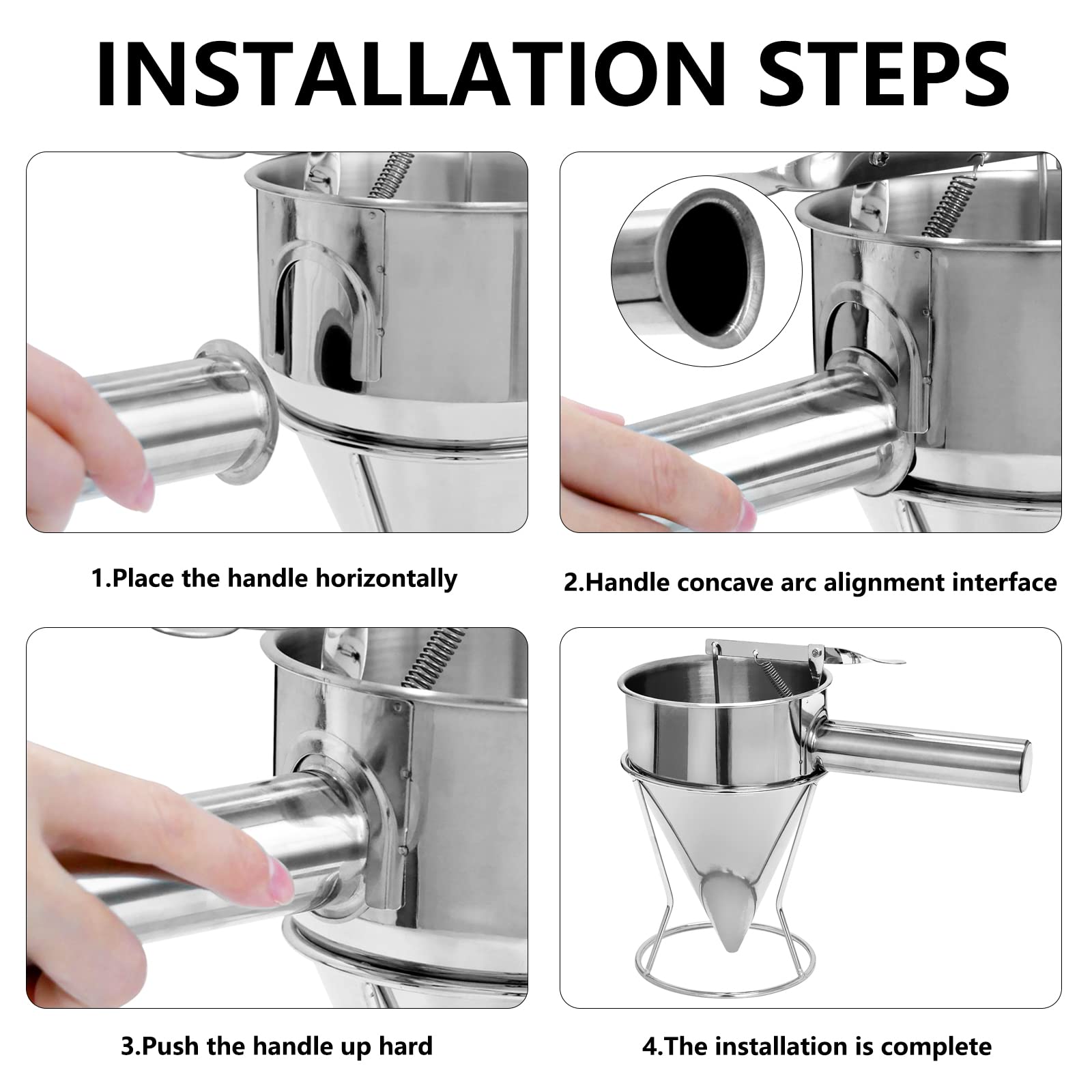 Stainless Steel Pancake Batter Dispenser, Funnel Dispenser With Stand, Kitchen Must Have Tool For Perfect Pancakes, Cupcake, Waf