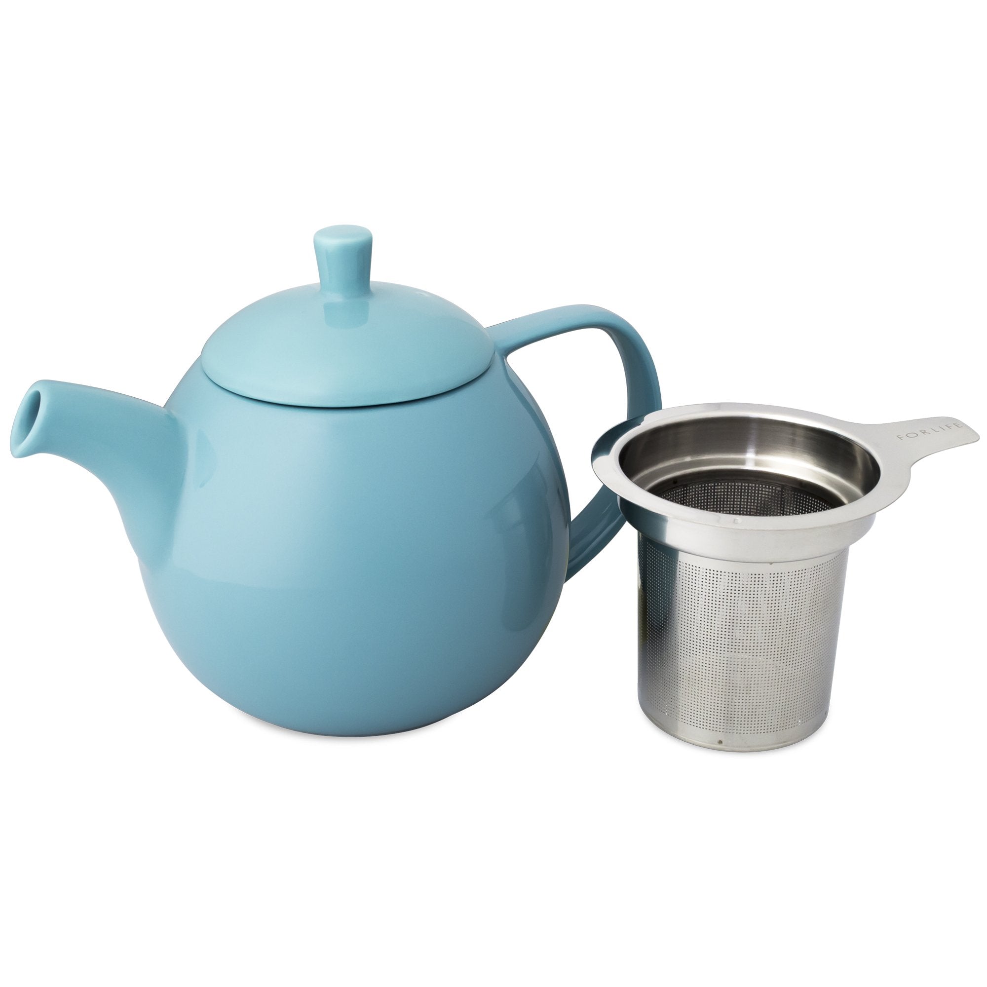Forlife Curve Teapot With Infuser, 24-Ounce, Turquoise