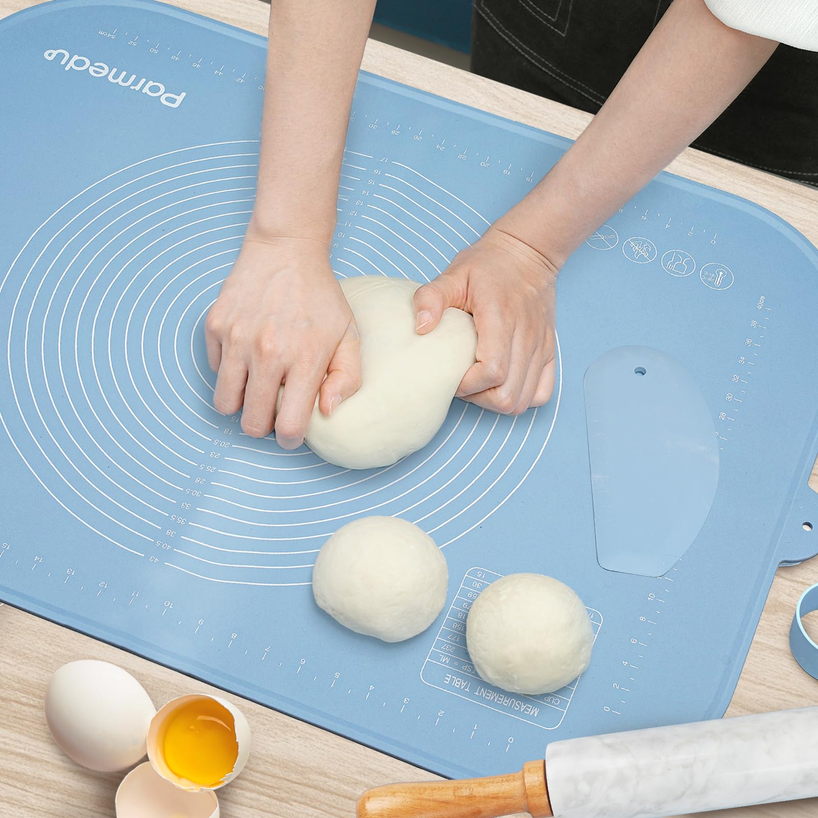 Extra Large Silicone Baking Mat: 32*24In Pastry Mat Non-Stick Thick Dough Kneading Mat With Pastry Scraper & Storage Belt & Edge