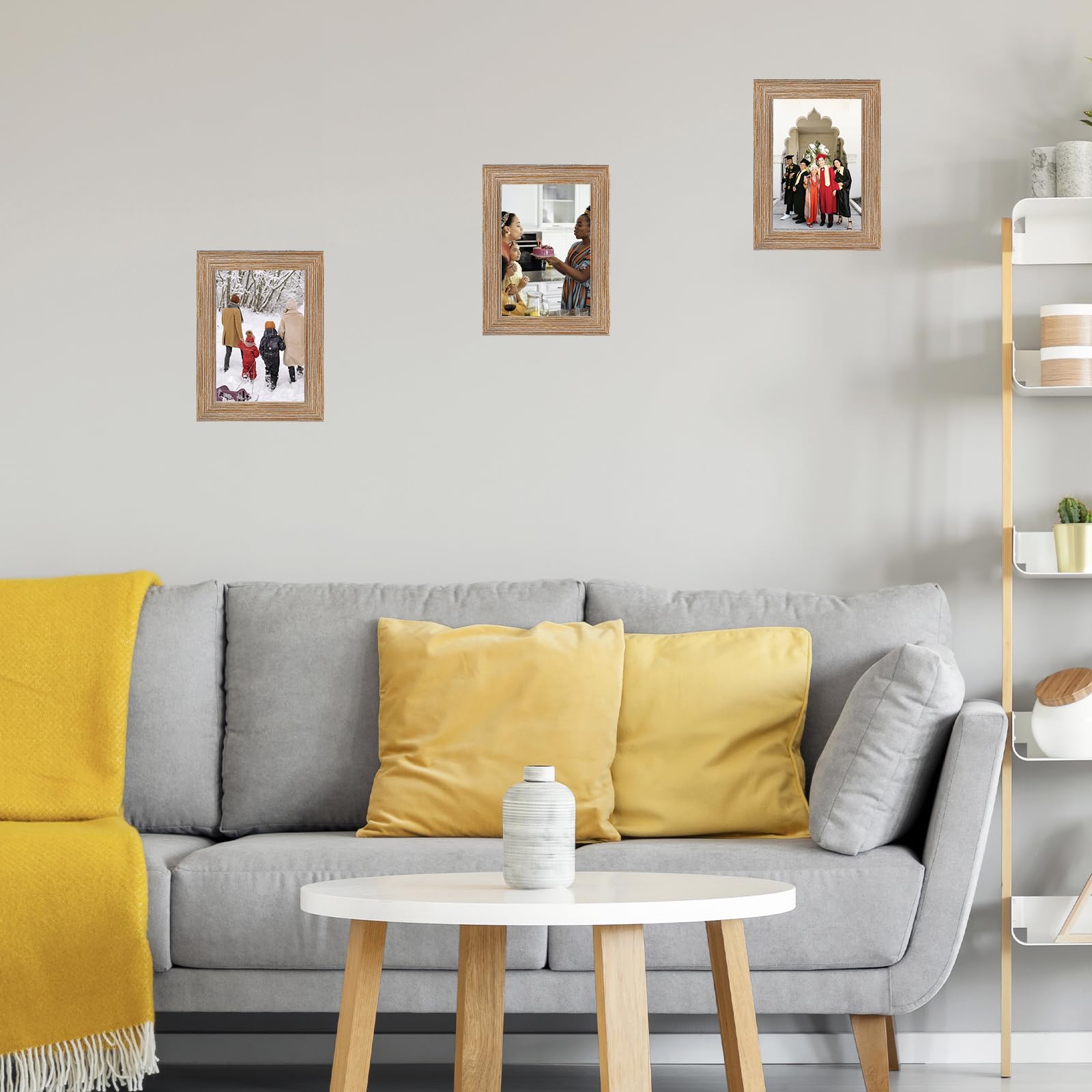 JCJMY 3.5x5 Picture Frame Rustic Brown for Wall or Tabletop, 3.5 x 5 Wall Gallery Poster Photo Frame with Shatter Resistant Plex