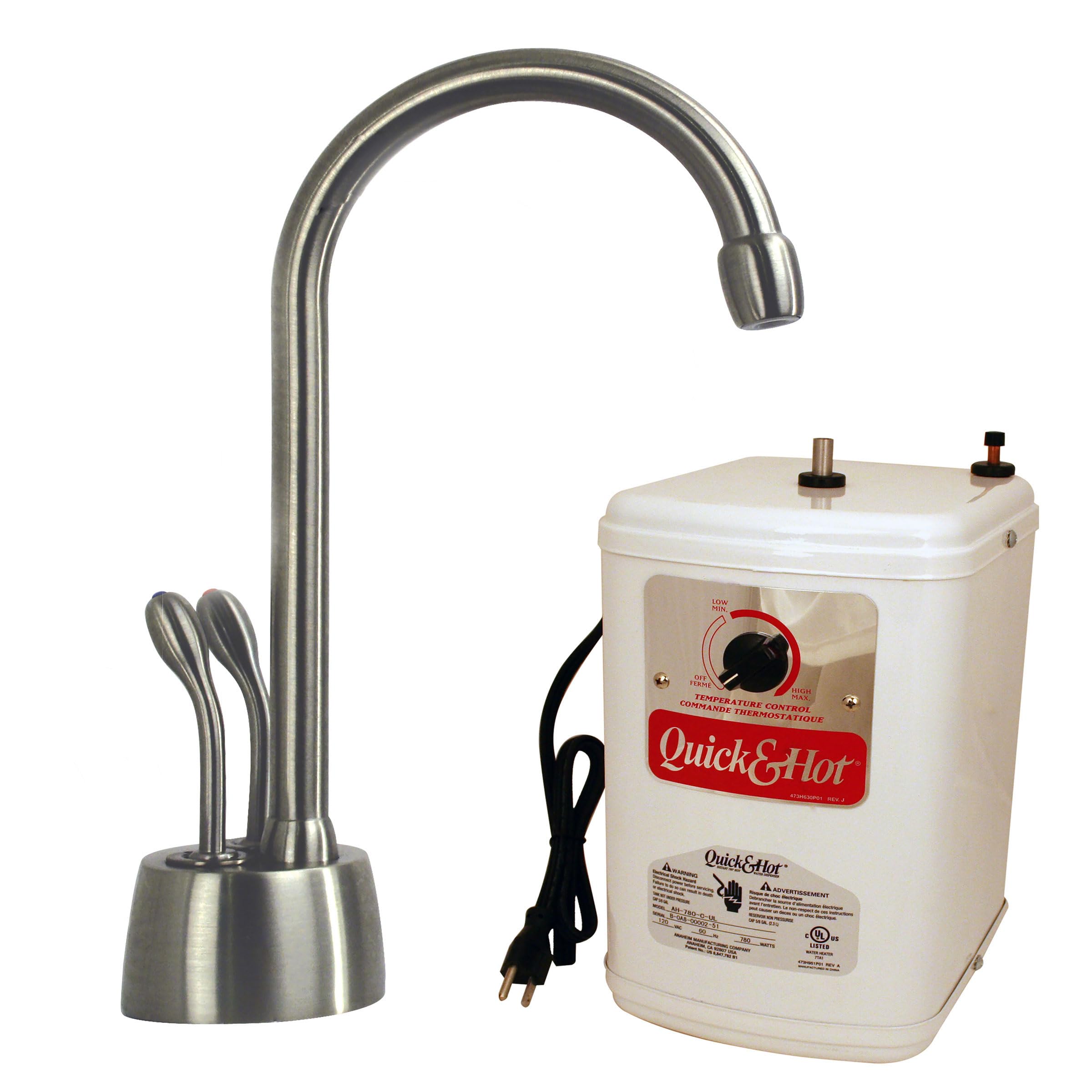 Westbrass D272H-07 Develosah 9 2-Handle Hot and Cold Water Dispenser with Instant Heating Tank, Satin Nickel