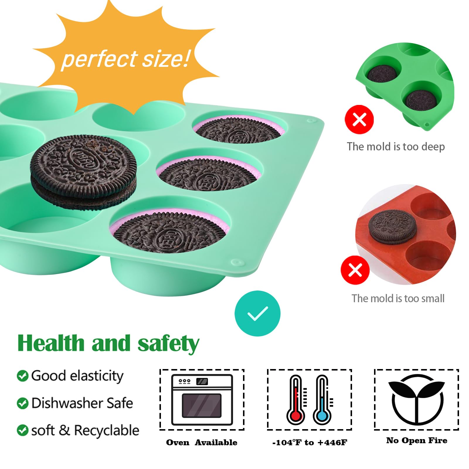 Actvty Round Chocolate Cookie Molds, New Size 12-Cavity Cylinder Chocolate Cover Cookie Silicone Molds For Candy Mini Cakes Jell