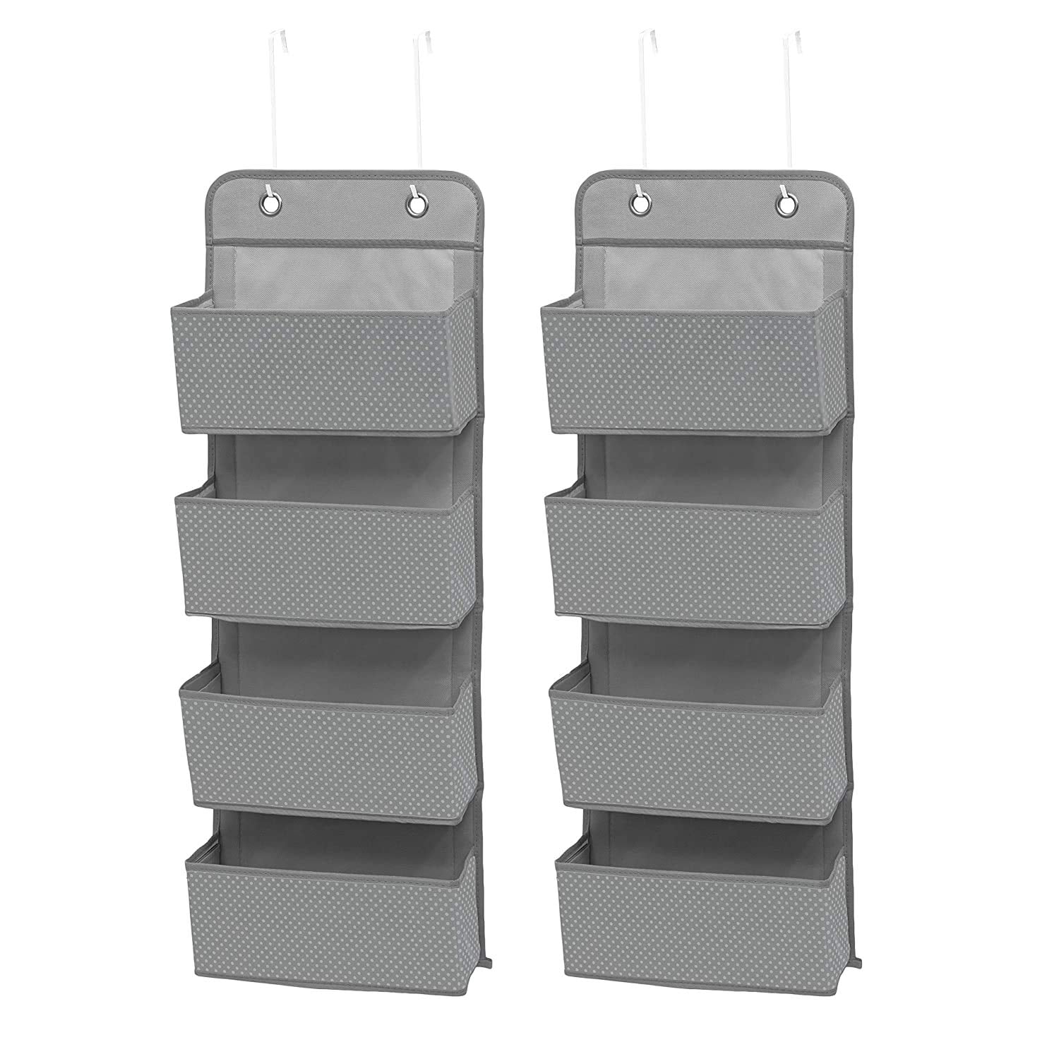Delta Children 4 Pocket Over The Door Hanging Organizer, 2 Pack, Dove Grey