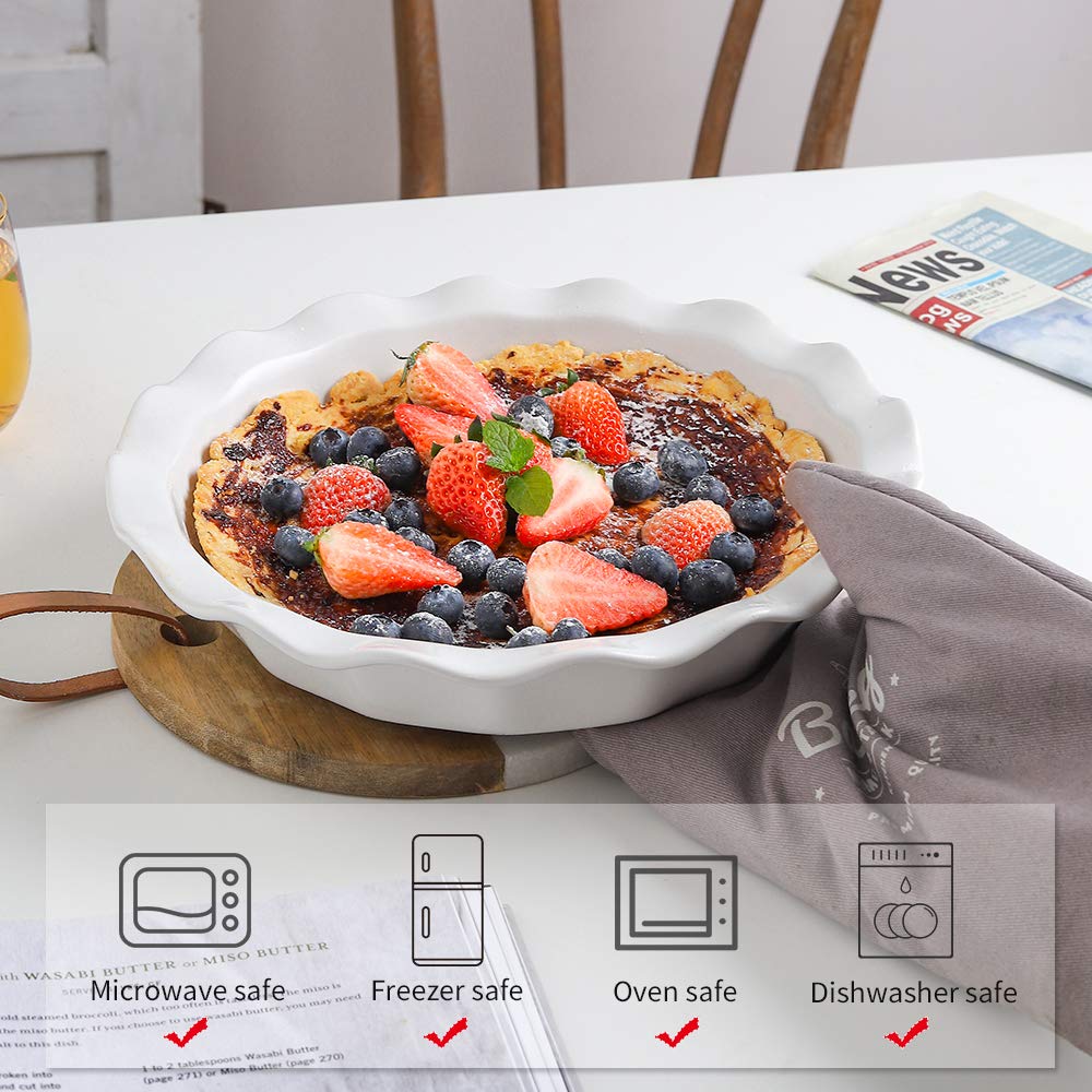 Koov Ceramic Pie Dish, 9 Inches Pie Pan, Pie Plate For Dessert Kitchen, Round Ceramic Baking Dish Pan For Dinner, Gradient Serie