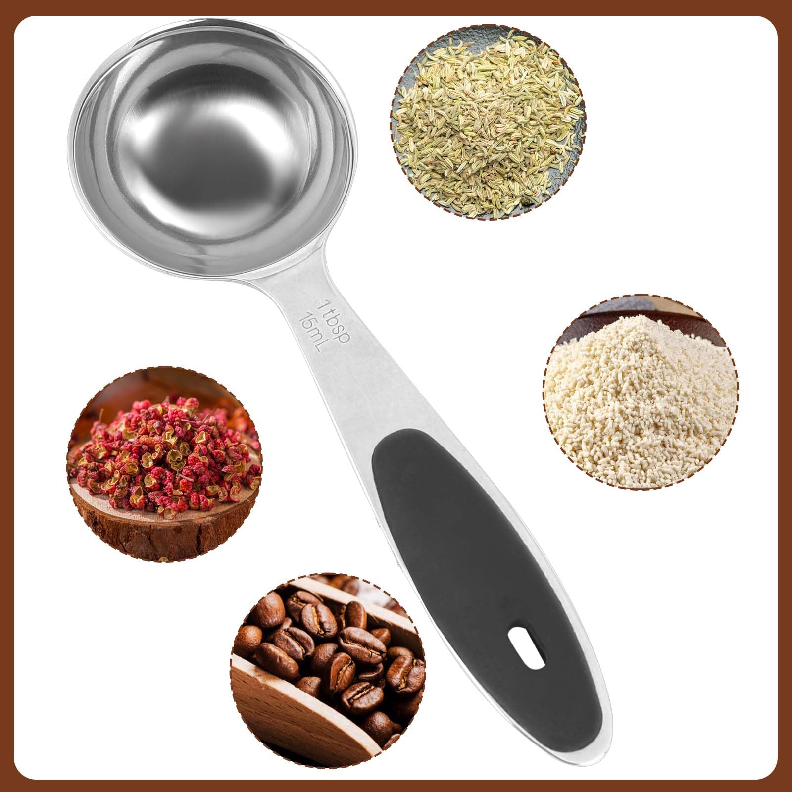 1 Tbsp/15Ml Stainless Steel Measuring Scoops, Small Measuring Cup Measuring Scoop With Handle, 1/16 Cup Coffee Measuring Spoon,
