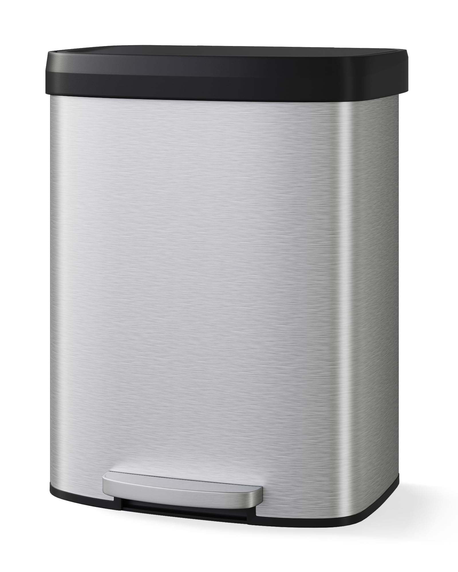 Garvee 16 gal / 60 L Stainless Steel Trash Can with Lid, Large Garbage Can for Kitchen, Rustproof Step-on Kitchen Metal Trash Bi