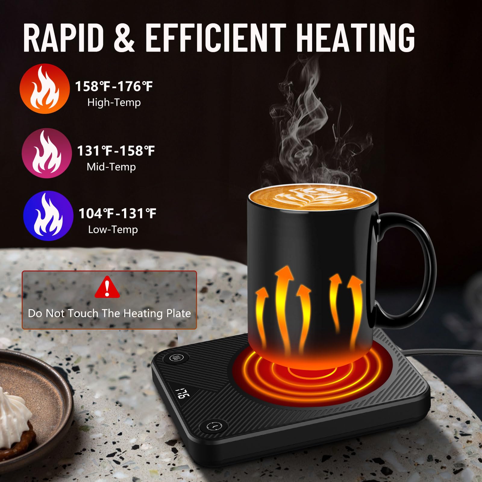 Mug Warmer, Coffee Mug Warmer With 3 Temperature Settings, Coffee Warmer For Desk Auto Shut Off, Portable Coffee Warmer, Coffee