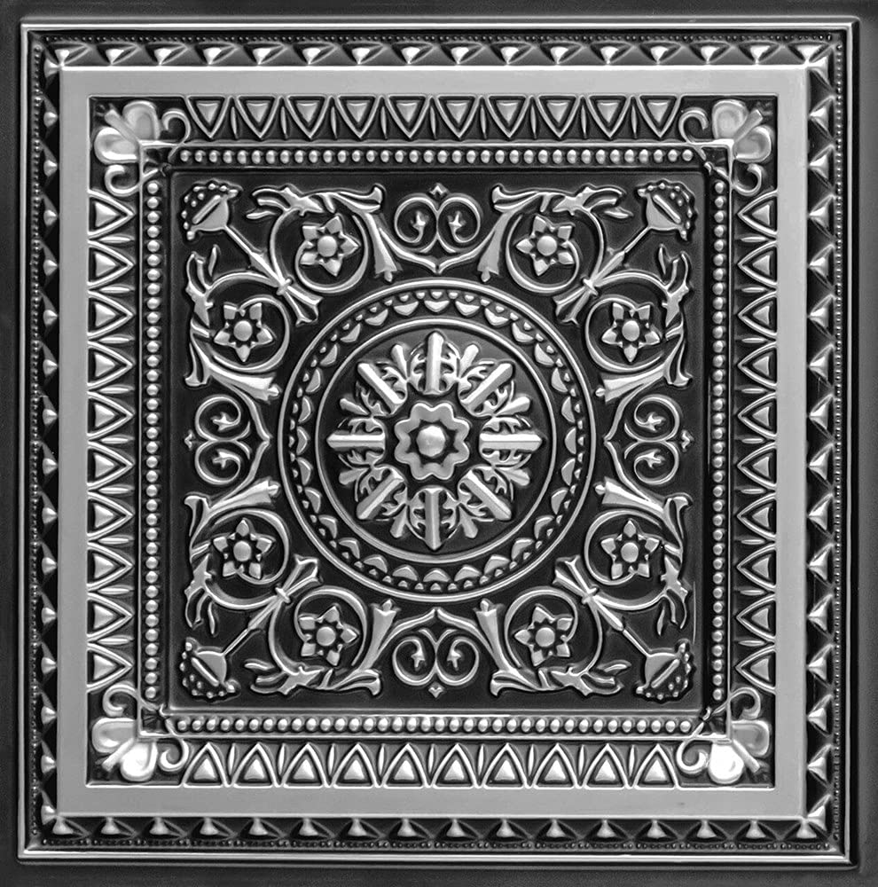 From Plain To Beautiful In Hours 223as-24x24-50 La Scala PVC 2  x 2  Lay-in or Glue-up Ceiling Tile (Covers / 200 sq.ft), Antiqu