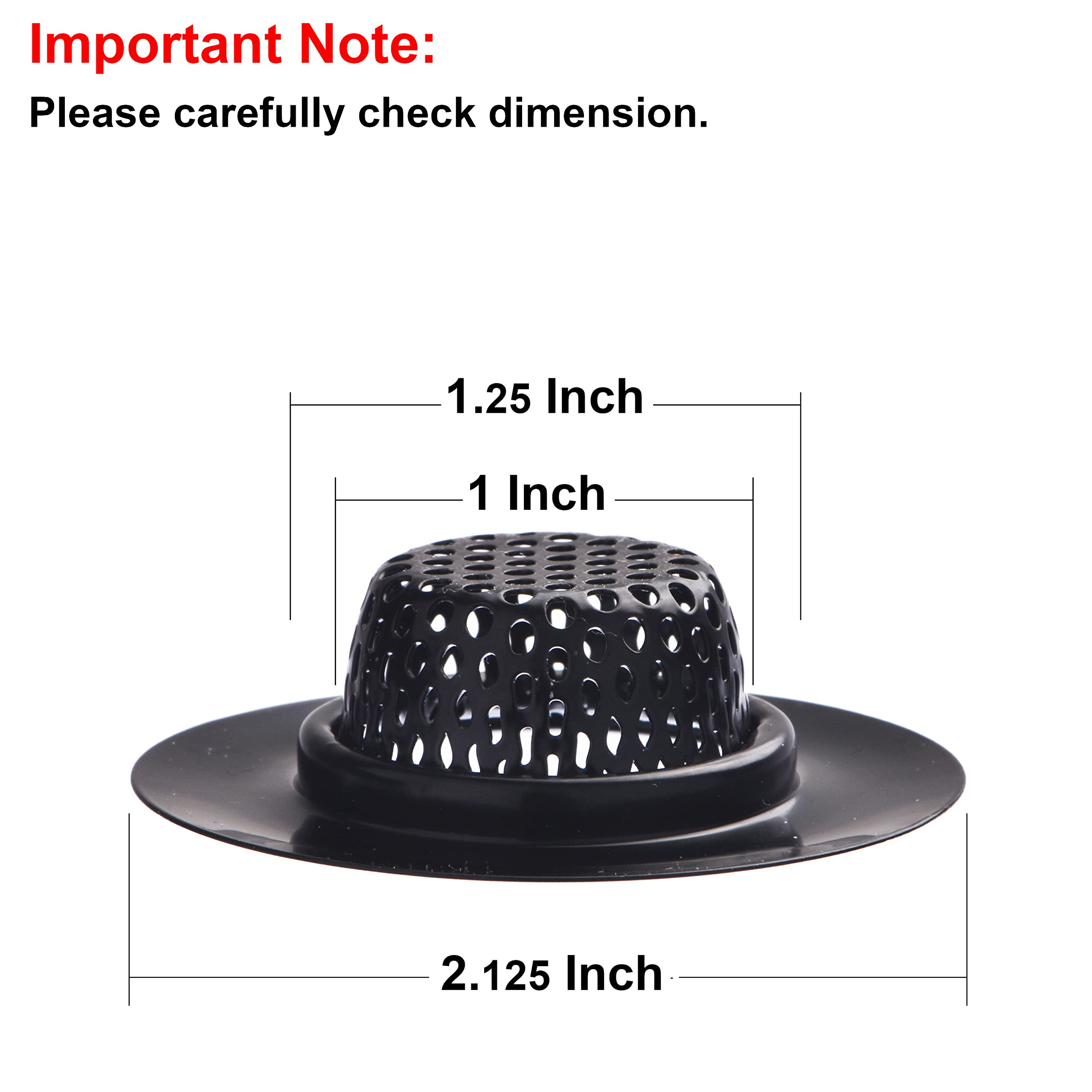 2 Pack - 2.25'' Top / 1'' Basket- Black Sink Strainer Bathroom Sink, Utility, Slop, Laundry, Rv And Lavatory Sink Drain Strainer