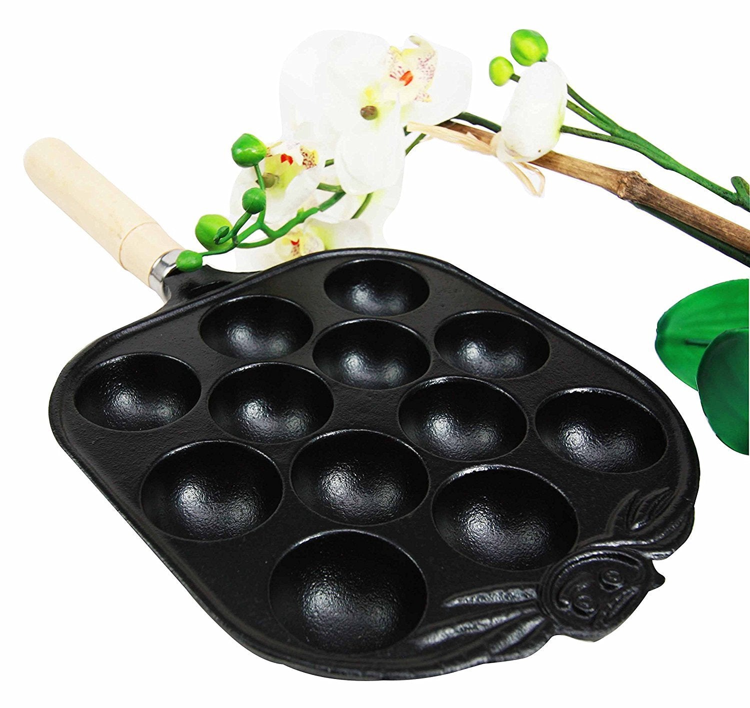Personal Size Traditional Cast Iron Japanese Takoyaki And Dessert Cake Cooking Pan