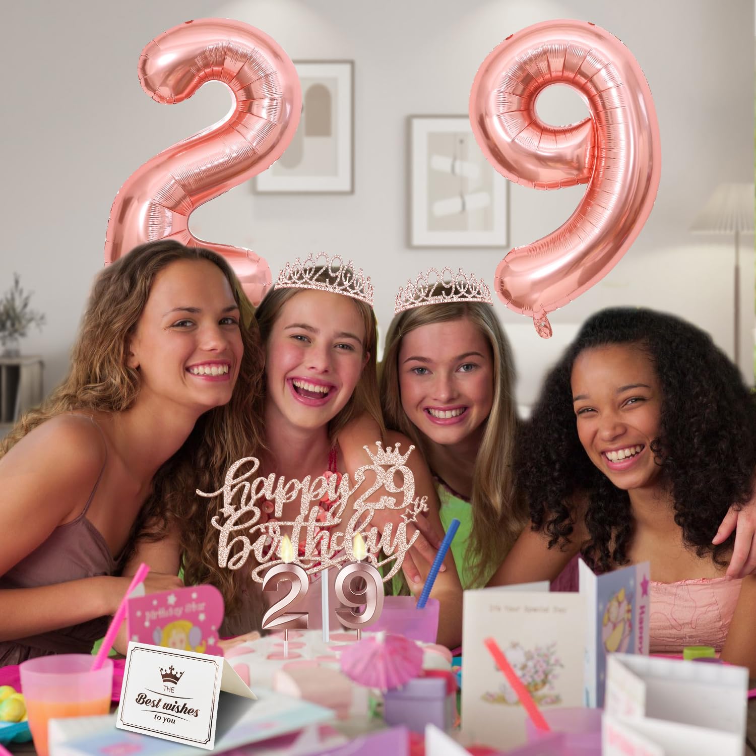 29Th Birthday Decorations For Women Including Birthday Sash, 29Th Tiara For Women, Candles And Cake Toppers, Number 29 Balloons,