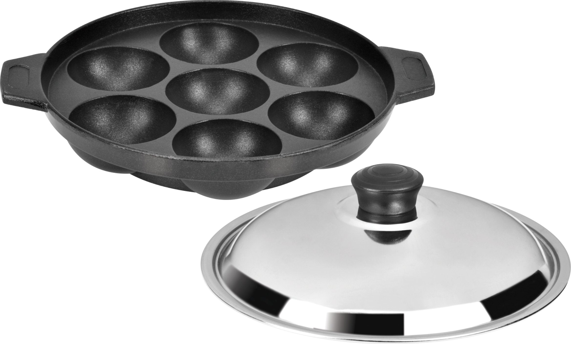 Tosaa Non Stick 7 Cavity Appam Patra With Stainless Steel Lid