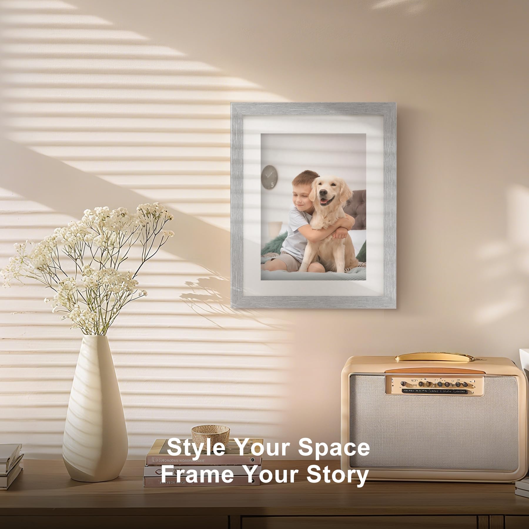 TOFOREVO Picture Frames 8x10 Set of 2 Distressed Silver Wood Grain Photo Frame for Gallery Wall Mounting or Tabletop Display