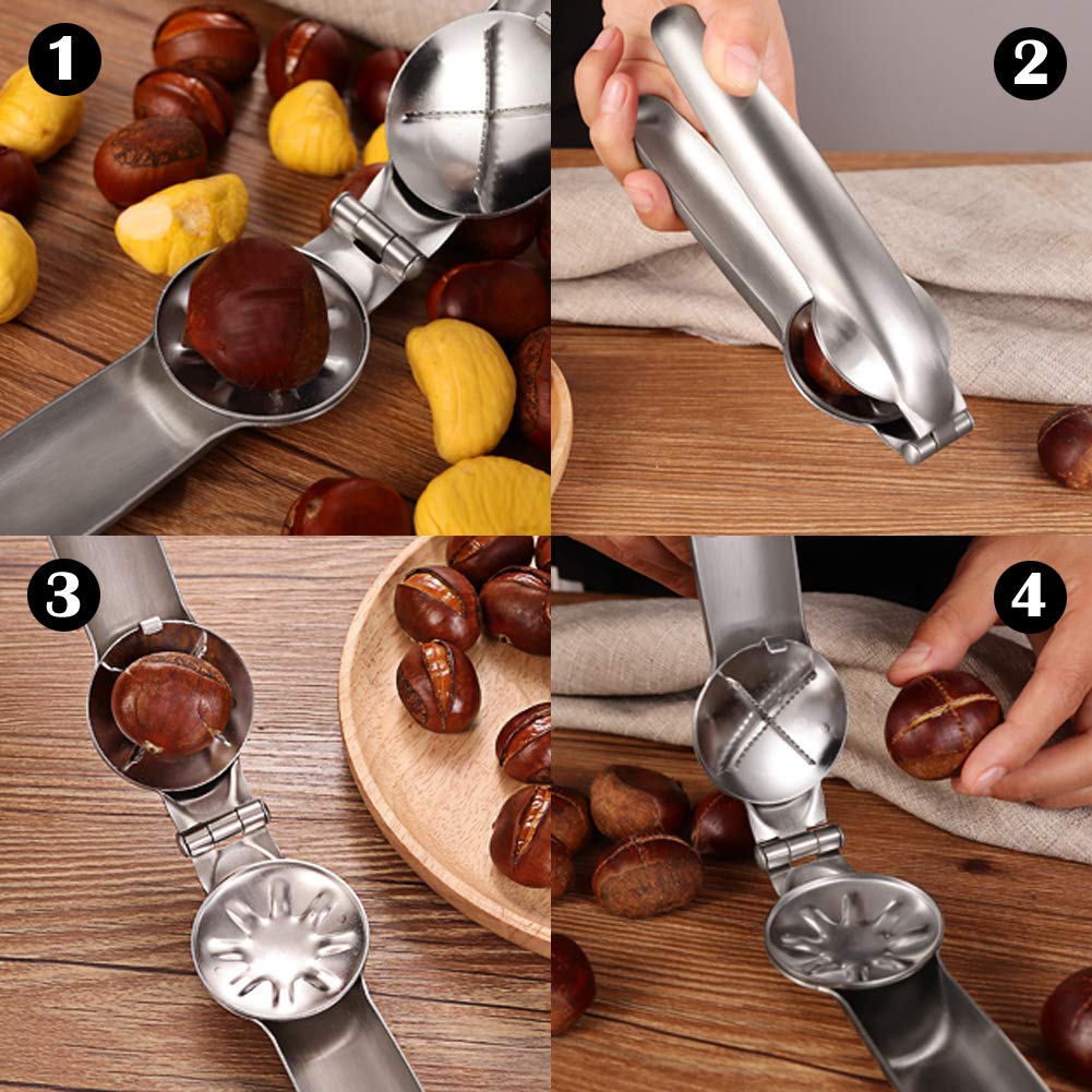 Artcome Nut Cracker Chestnut Clip Walnut Almonds Hazelnuts Pliers Metal Nut Opener Plier Multifunctional Chestnut Opener With 2
