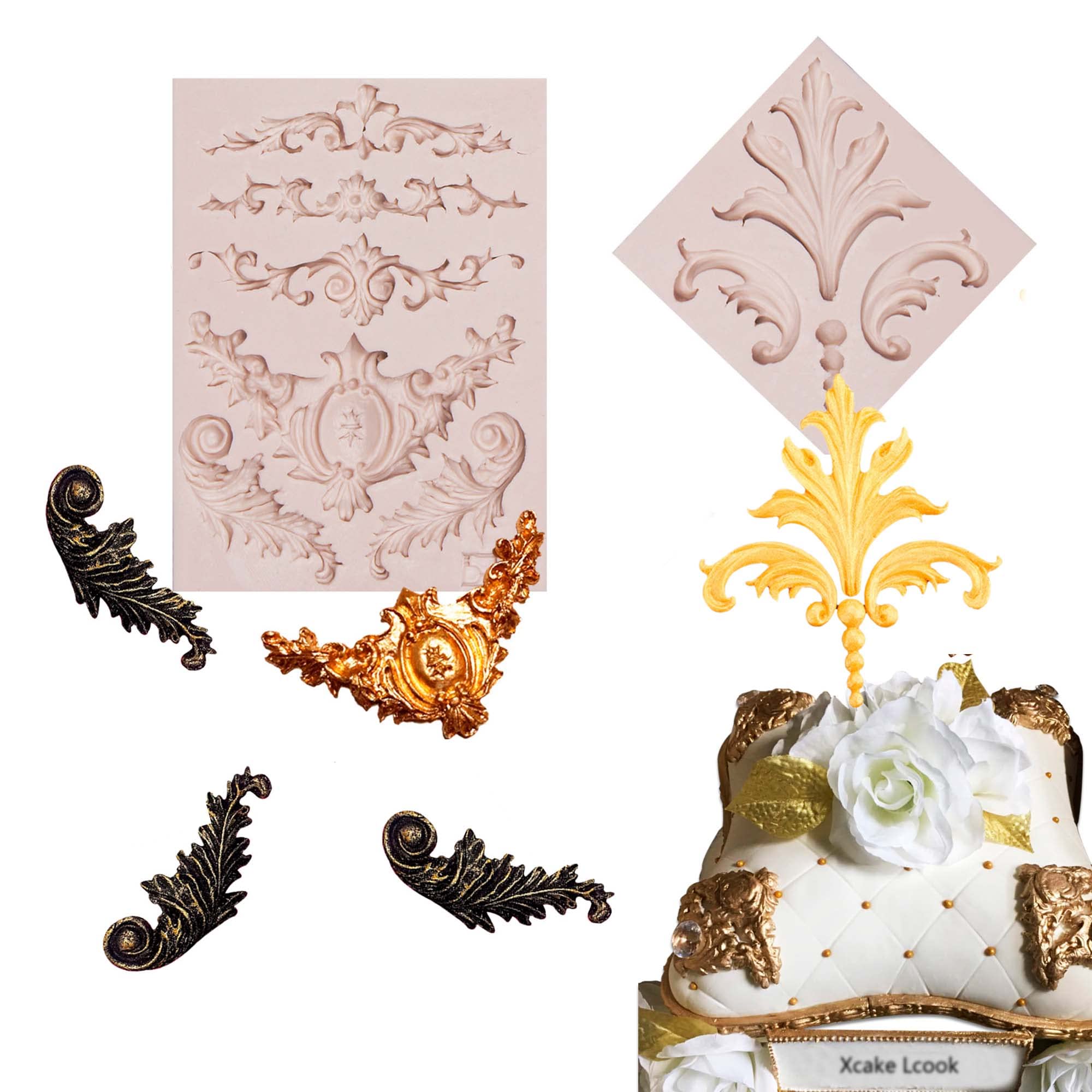Baroque Relief Silicone Mold, Scroll Lace Border Fondant Molds For Birthday Cake Decoration Cupcake Topper Chocolate Candy Sugar