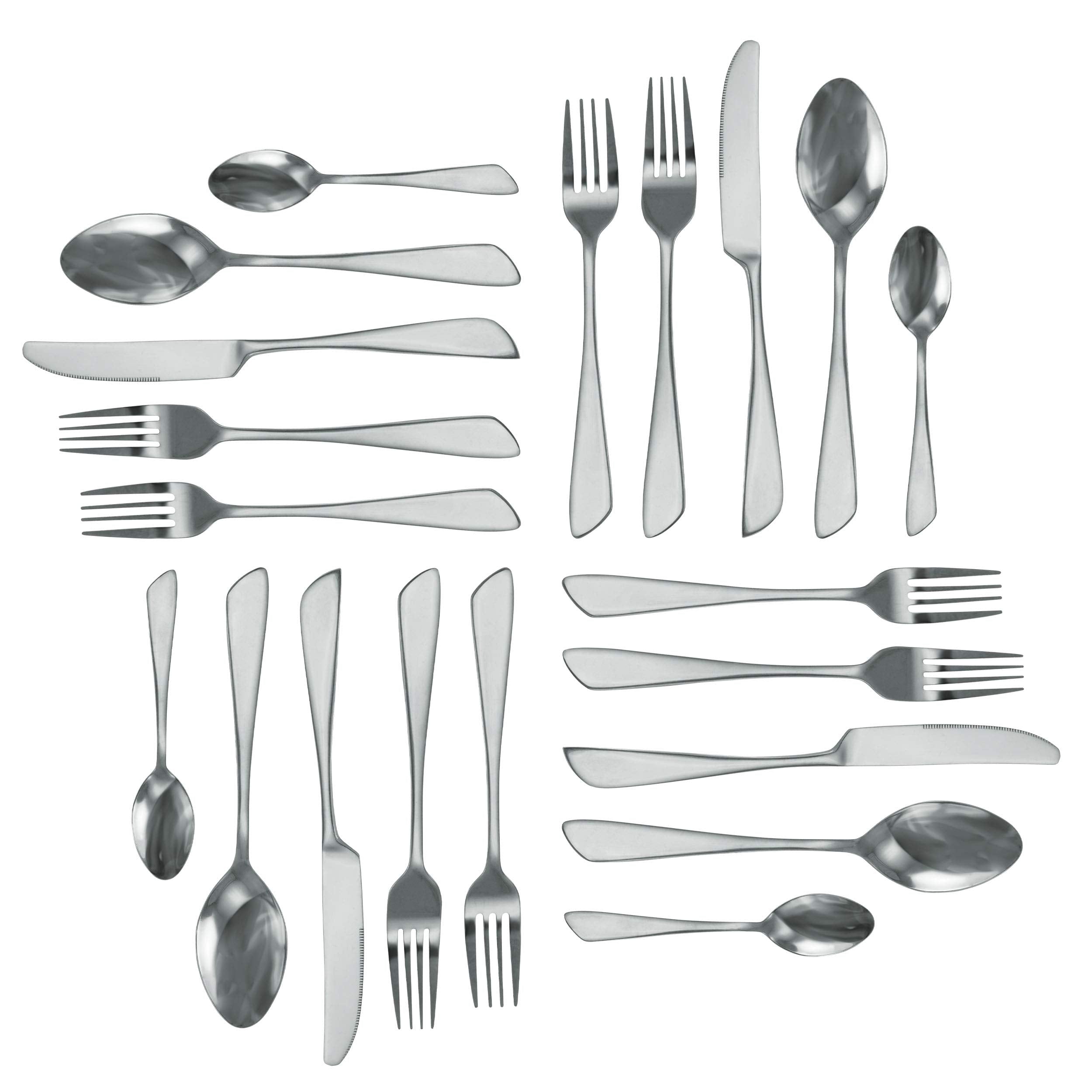 Megachef Gibbous 20 Piece Flatware Utensil Set, Stainless Steel Silverware Metal Service For 4 In Silver