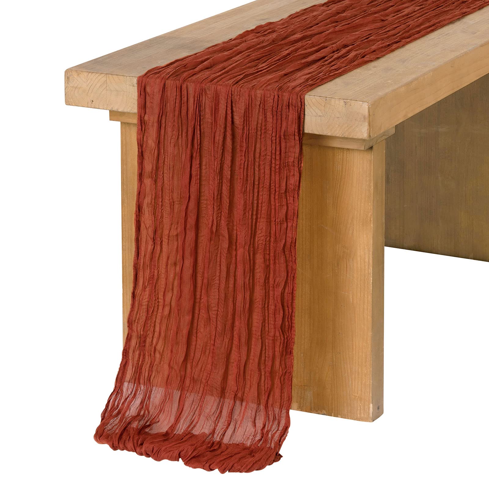 Ling 'S Moment 14Ft X 35 '' Wide Terracotta Gauze Semi-Sheer Cheesecloth Table Runner Tablecloth For Wedding Party Bridal Shower