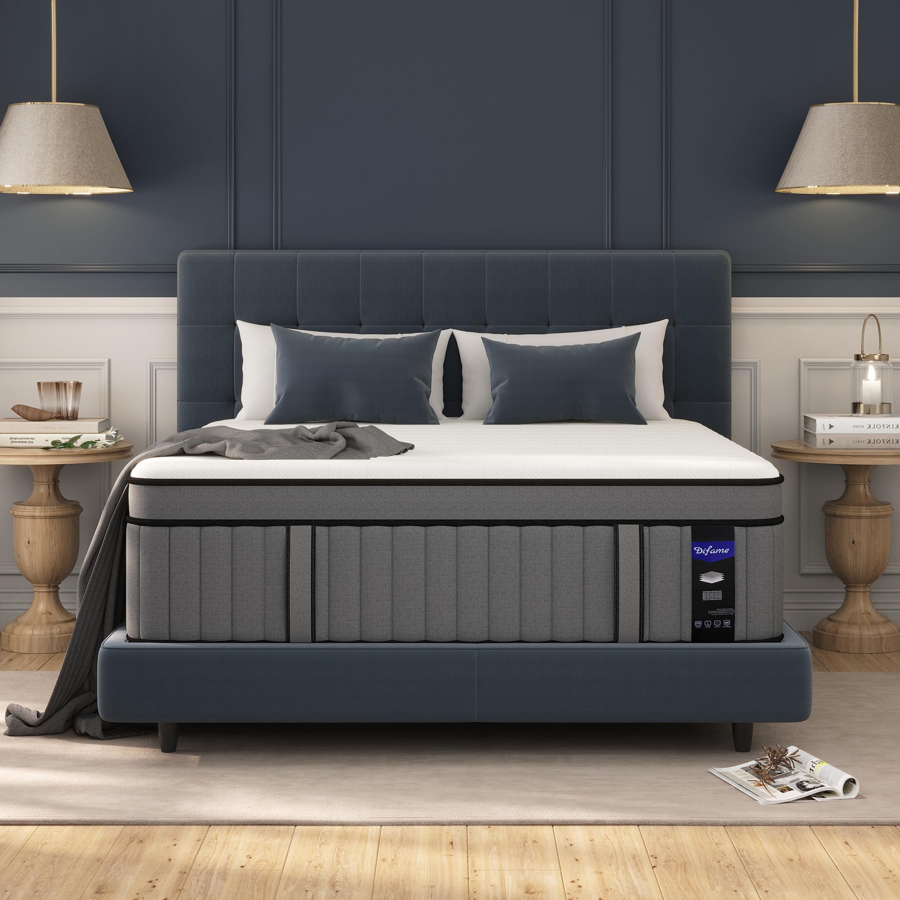 Difame Queen Size Mattress, Upgrade Strengthen 12 Inch Hybrid Queen Mattress In A Box,Mattress Queen Size With Memory Foam And I