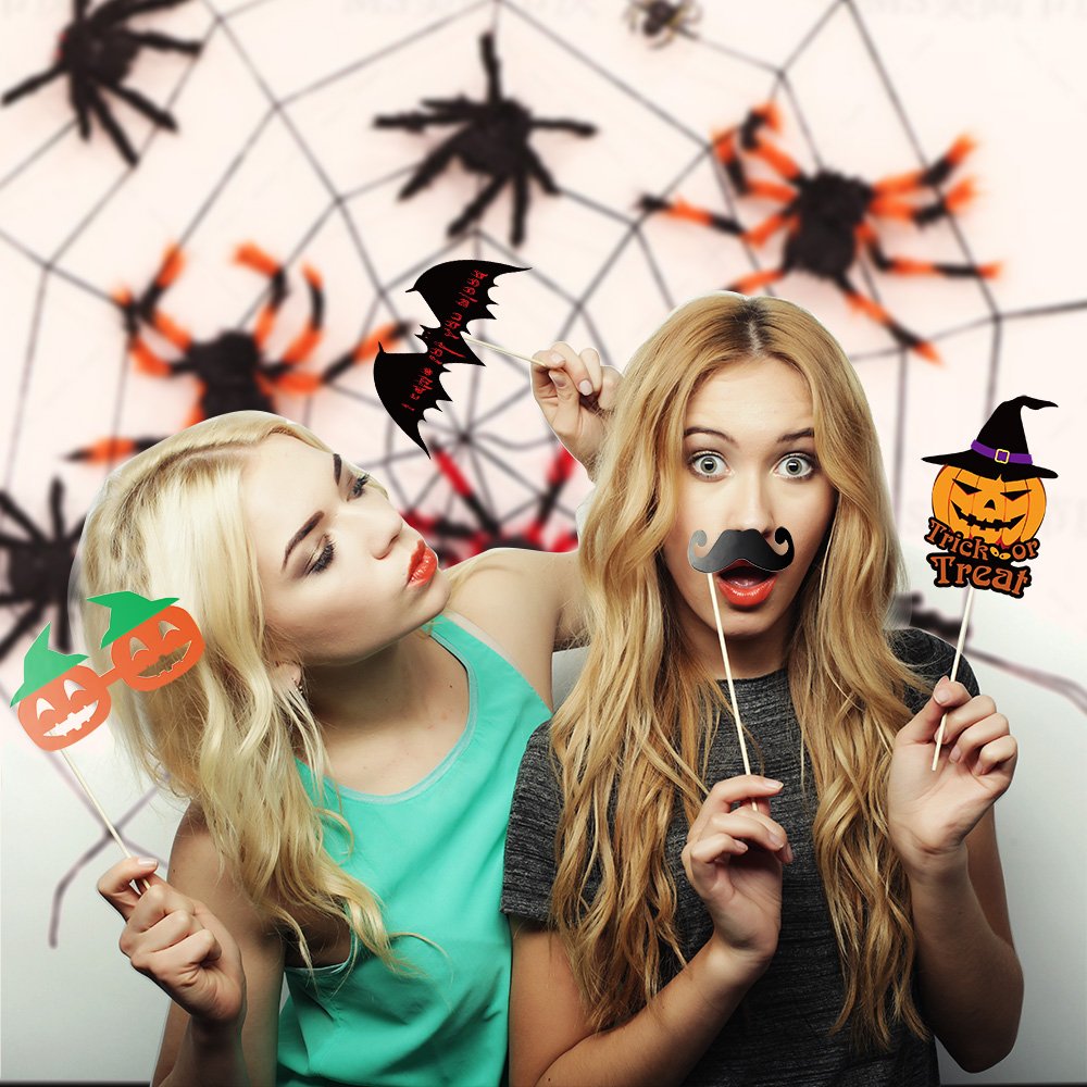 Kuuqa Halloween Photo Booth Props Kit Halloween Party Decorations, Pack Of 38
