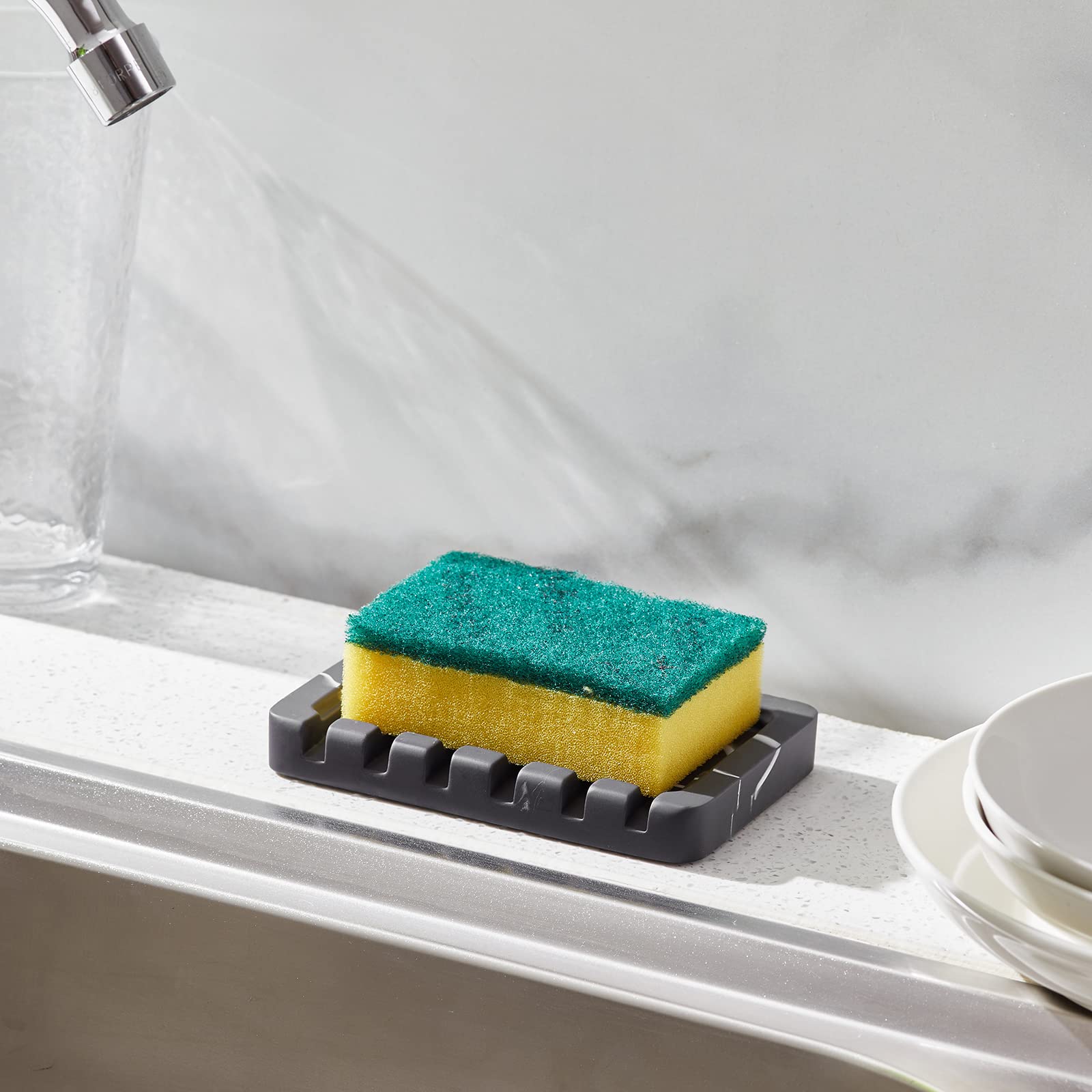 Iniunik Self Draining Soap Dish, Bar Soap Holder Soap Dishes For Bar Soap, Marble Look Soap Dish For Shower Soap Bar Holder Soap