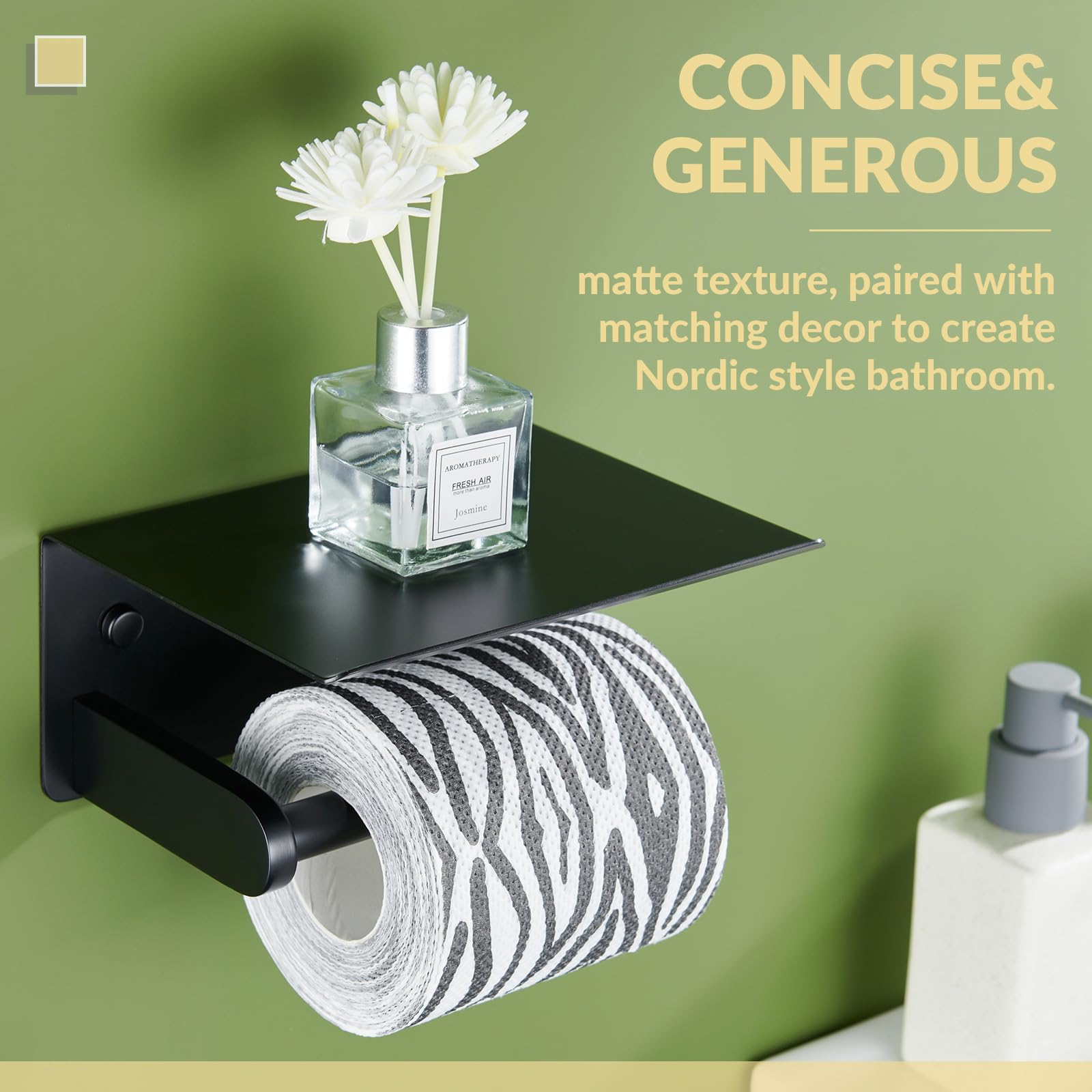 Toilet Paper Holder with Phone Shelf  APLusee SUS 304 Stainless Steel Bathroom Tissue Holder  Wall Mounted Roll Paper Dispenser  Matte Black