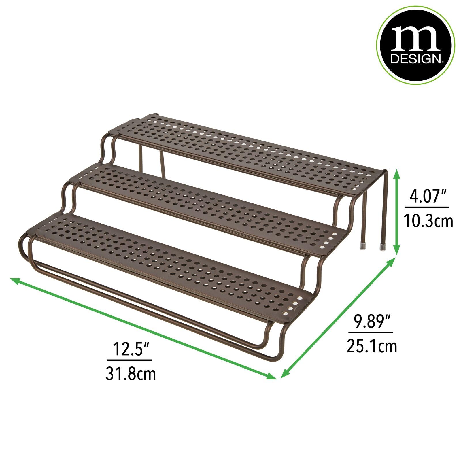 Mdesign Adjustable, Expandable Metal Wire Kitchen Spice Rack - Storage Organizer Holder For Cabinet, Cupboard, Pantry, Or Counte