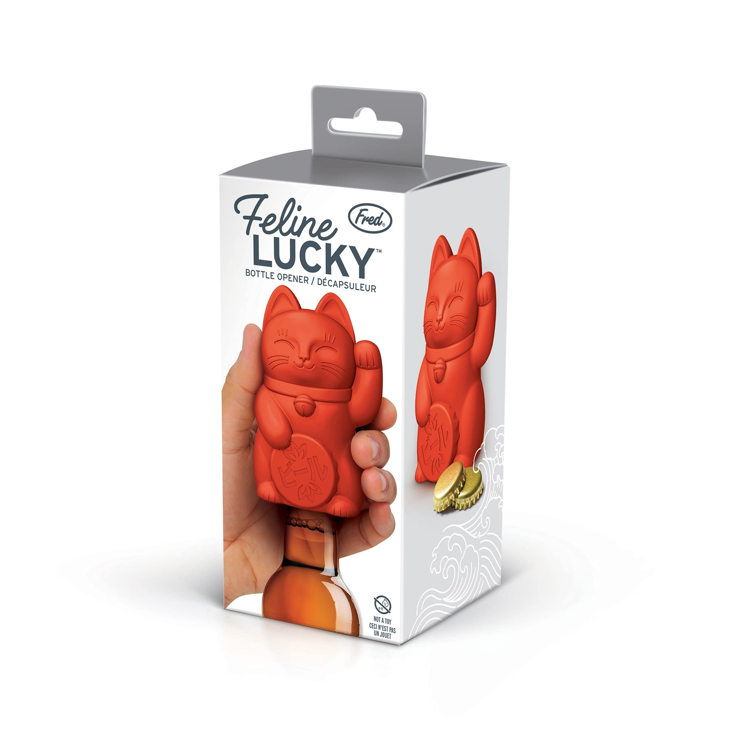 Genuine Fred Feline Lucky, Bottle Opener, Red, 4 X 2.5 X 2.4 Inches