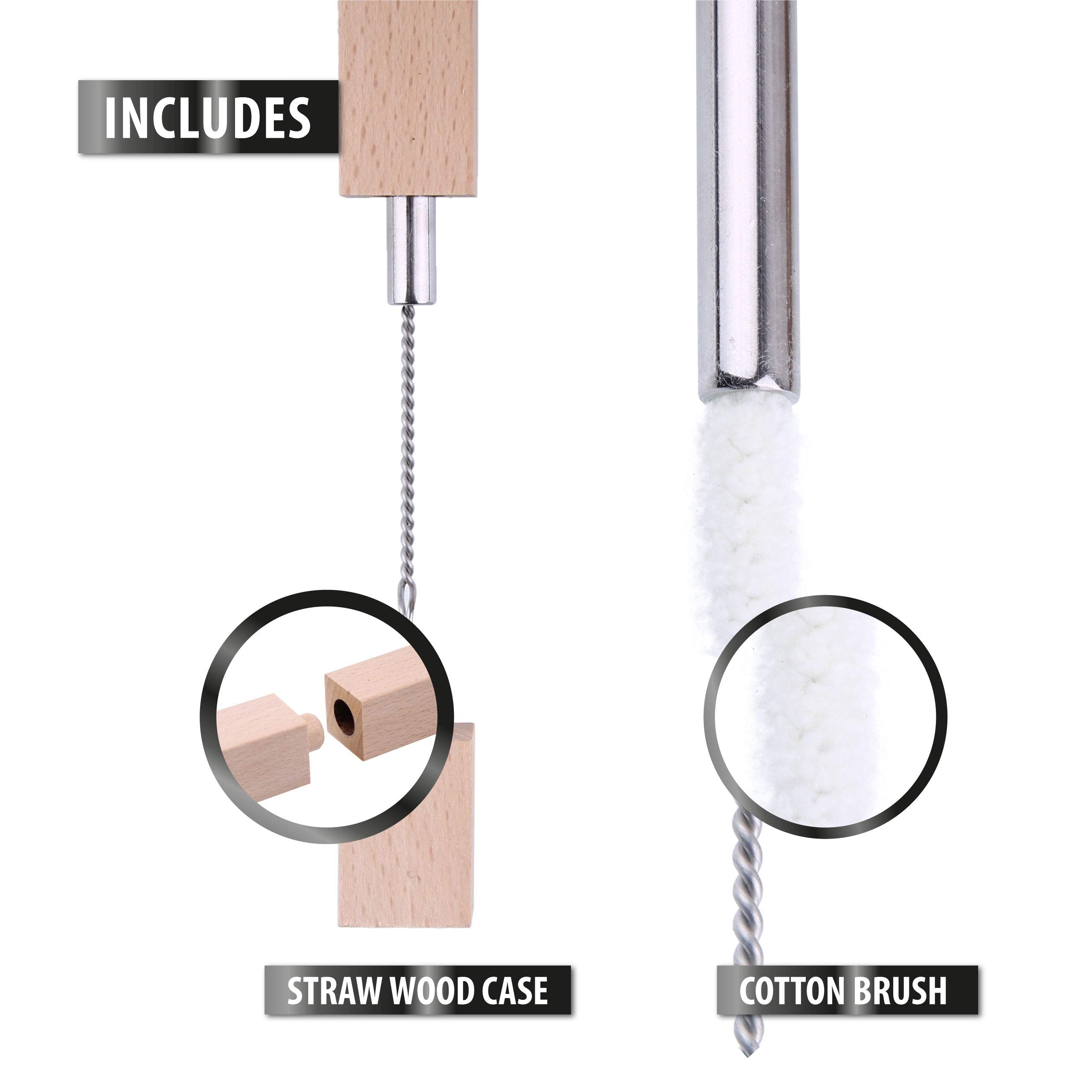 Reusable Stainless Steel Straws With Wood Case - (6 Pack) 8.5 Inch Travel Eco-Friendly Straws Drinking Reusable With Wood Case -