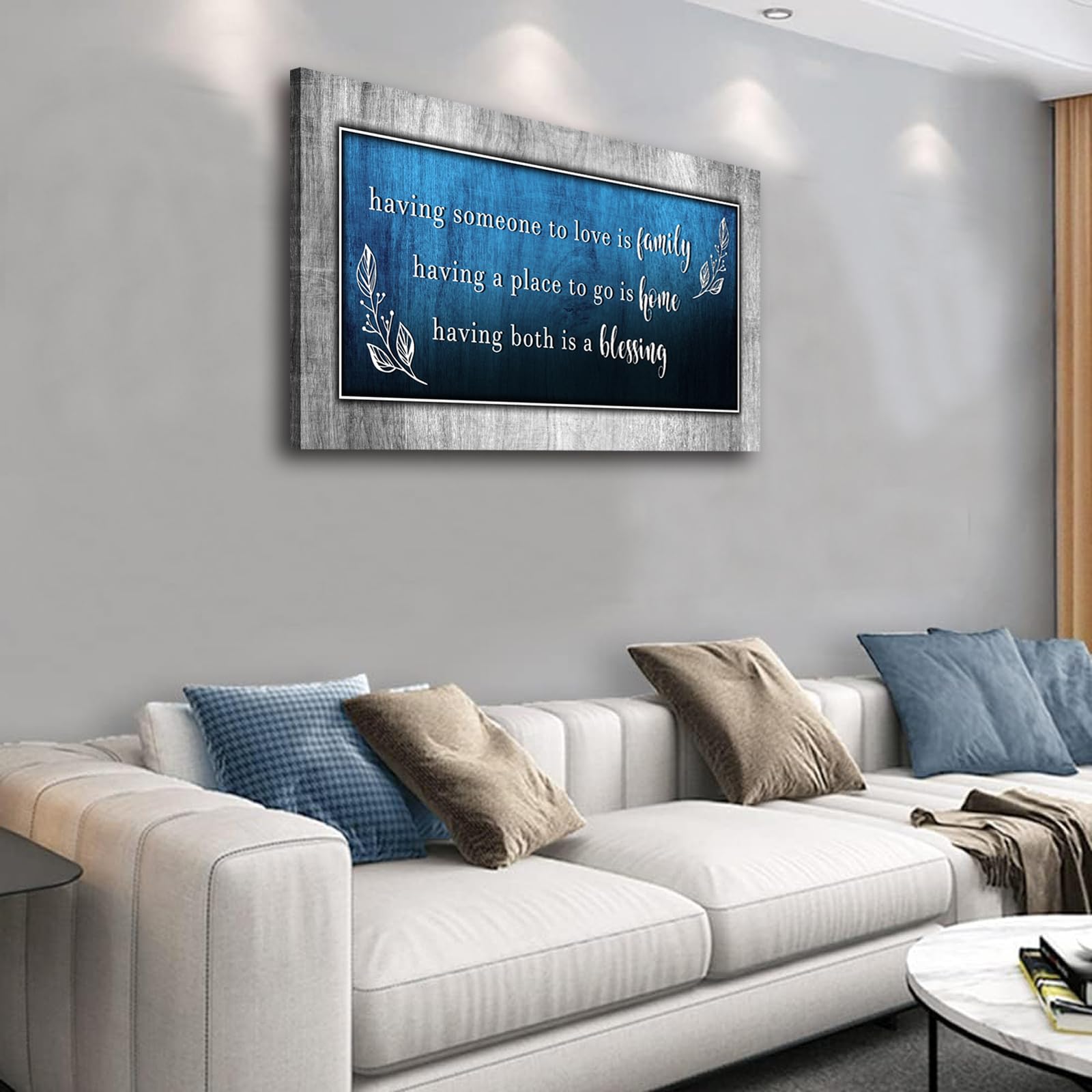 Family Canvas Wall Art-Family Home Blessing Inspirational Quote Wall Pictures-Having Someone To Love Is Family,Positive Sayings