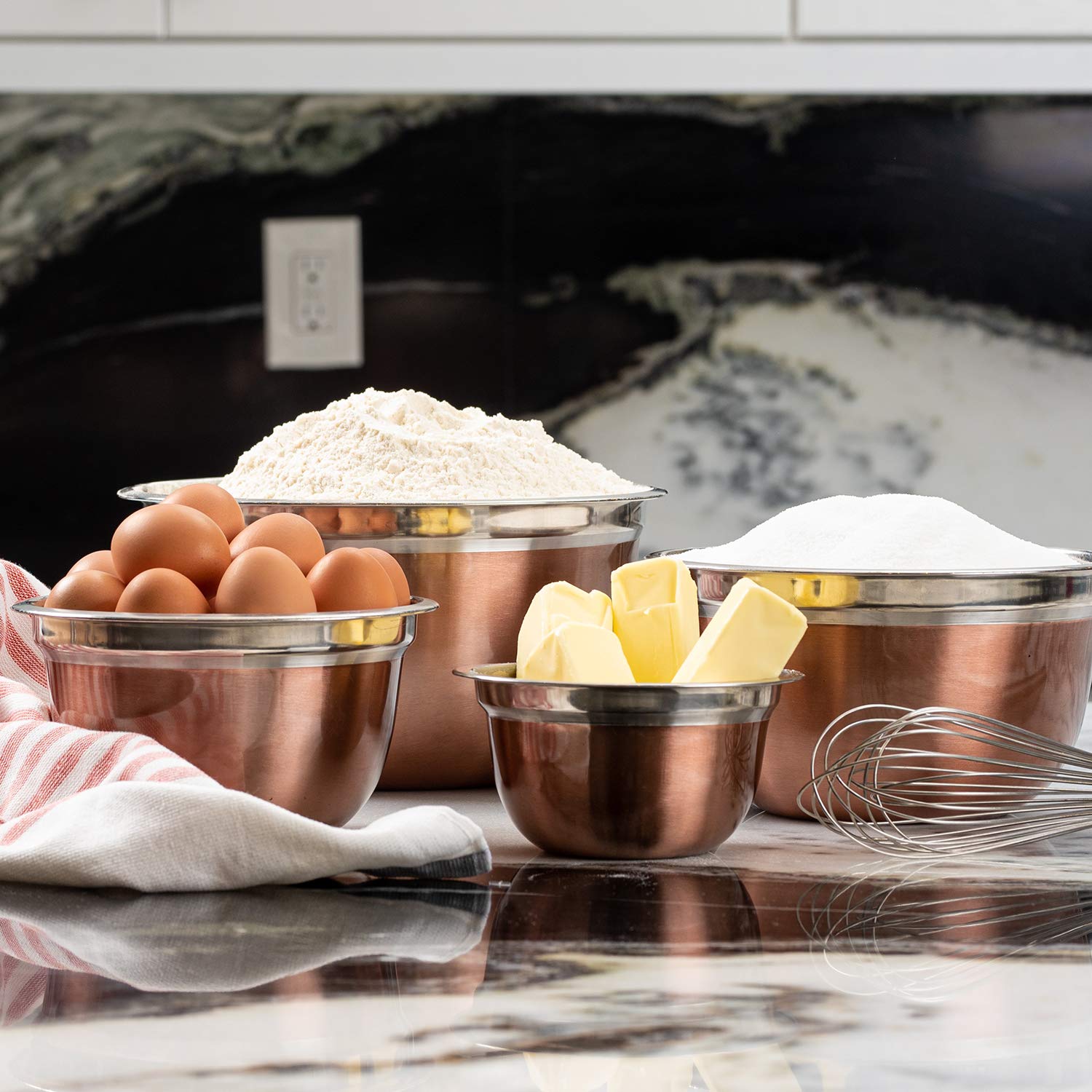 Colleta Home Stainless Steel Mixing Bowls-4 Pc Set- Stackable Nesting Bowls - Polished Matte Finish - Cookware Set