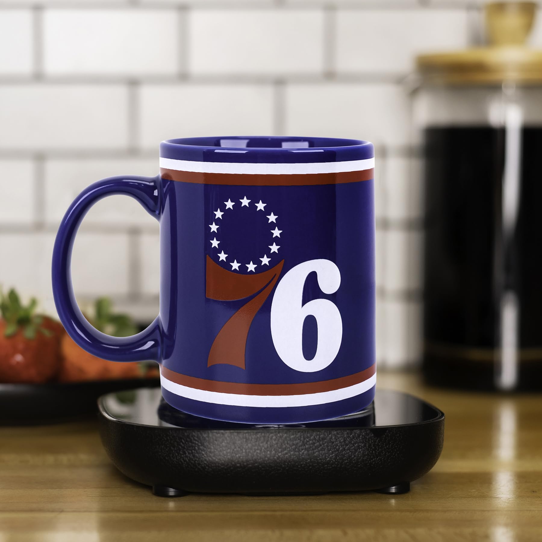 Uncanny Brands Nba Philadelphia 76Ers Logo Mug Warmer With Mug Keeps Your Favorite Beverage Warm - Auto Shut On/Off