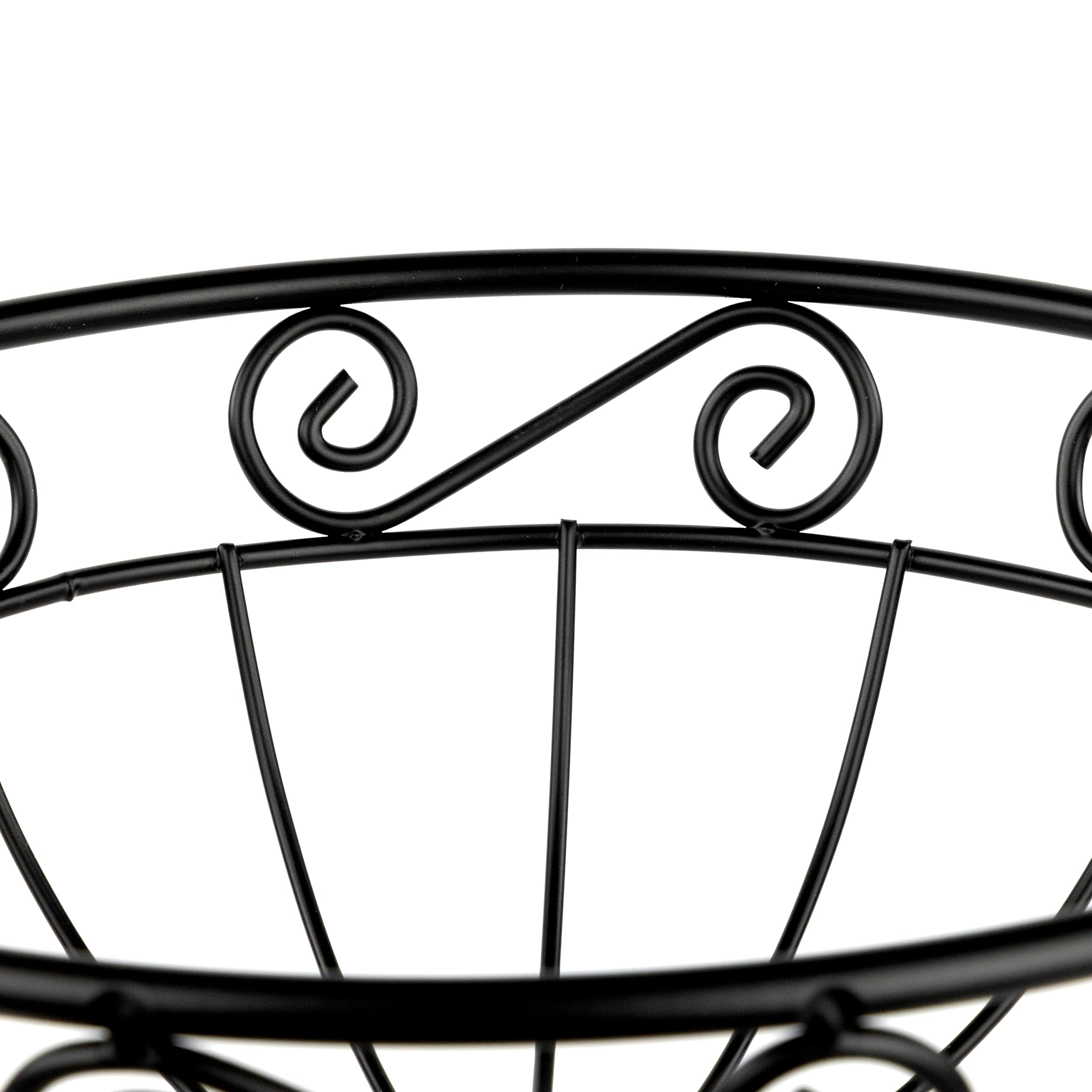 Spectrum Diversified Scroll Arched Server Stacked, 3-Tier Bowls Counters, Traditional Kitchen D  Cor & Fruit Basket Stand, Black
