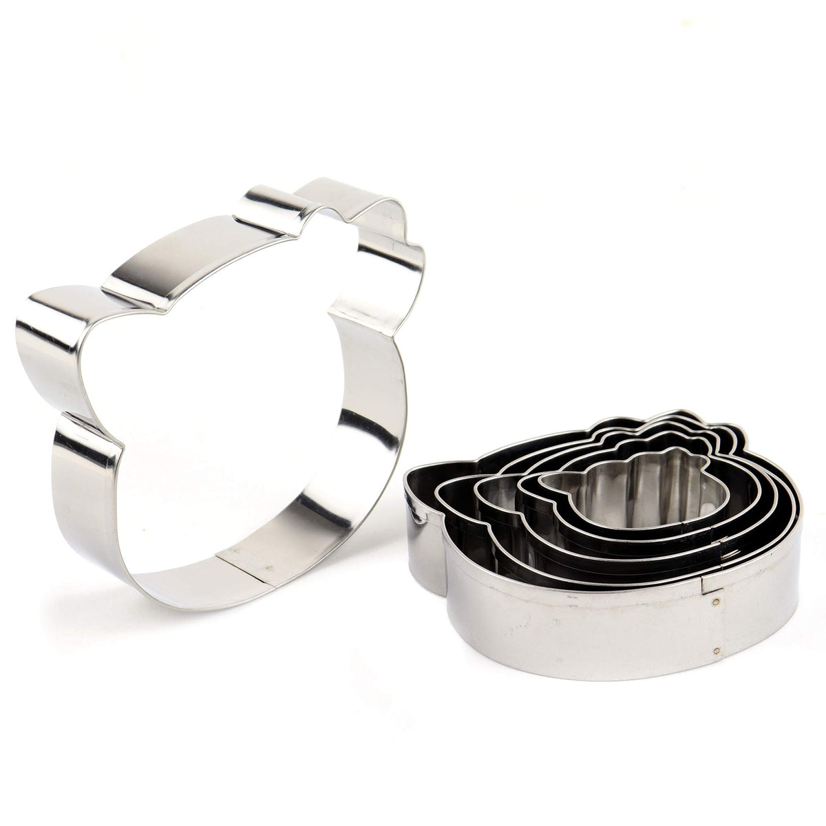 O'Creme Stainless Steel Hello Kitty Cookie Cutters 1-3/8 Inch, 1-3/4 Inch, 2-1/8 Inch, 2-5/8 Inch, 2-7/8 Inch And 3-3/8 Inch