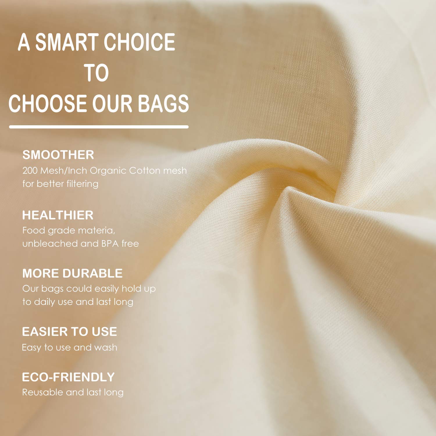 6 PCS 12''x12'' Nut Milk Bags - 100% Unbleached Cotton Cheesecloth  Reusable Food Strainer Colander For Straining Almond/Oat Milk  Celery Juice  Cold Brew Coffee  Yogurt and Cheese Making