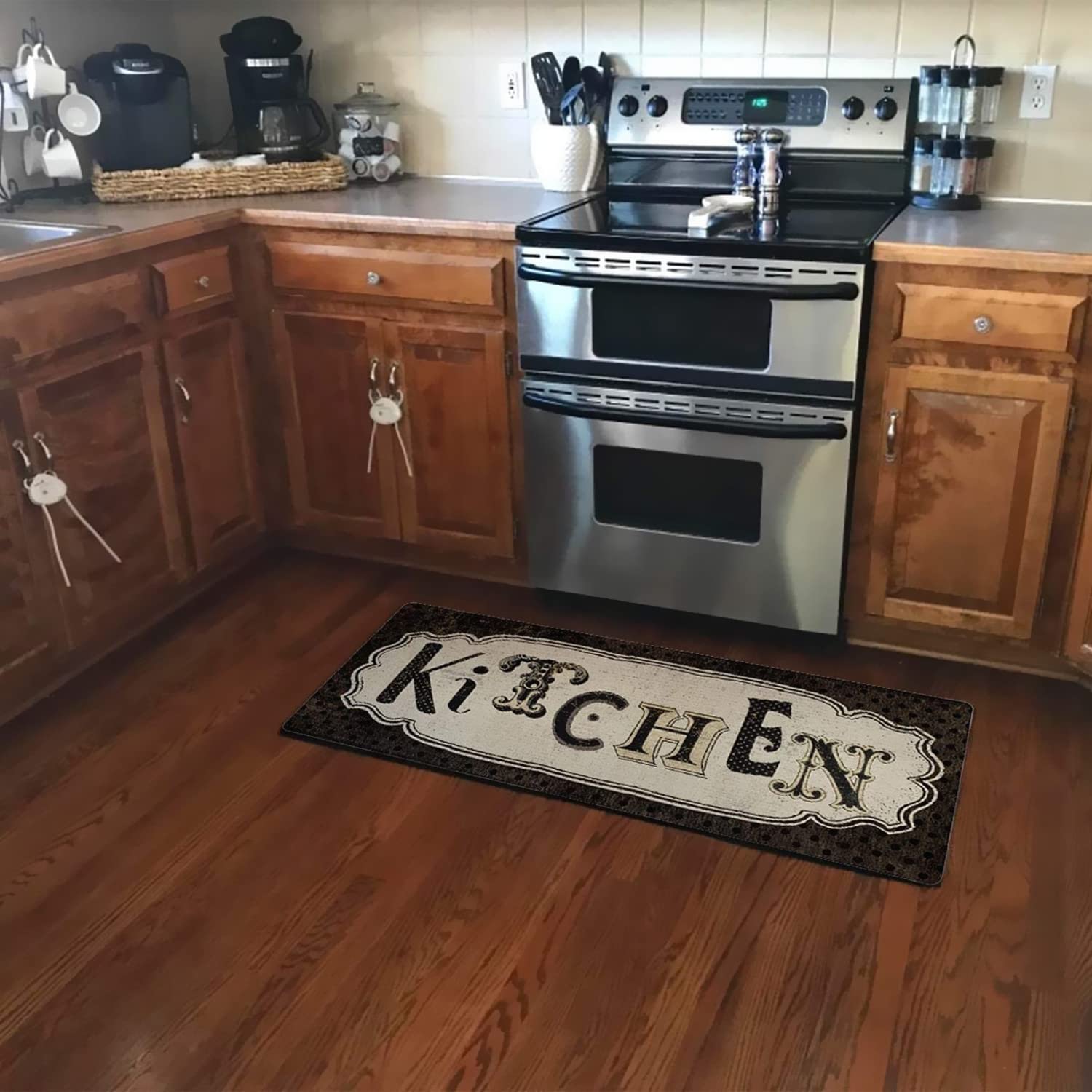 UKELER Kitchen Rug Non Slip, Durable Natural Rubber Rug Runner for Kitchen Antique Style Chef Mat, 48  20