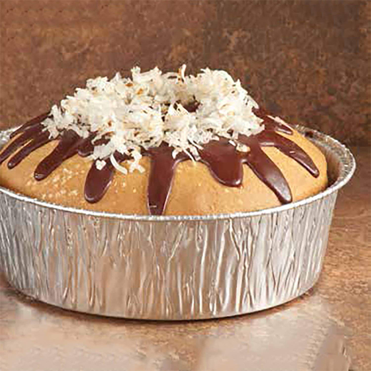 Nicole Home Collection Heavy-Duty Reusable Eco-Friendly Aluminum Foil Round Pan With Dome Lid - 7.5'' X 7.5'' X 3.5'' (Pack Of 3